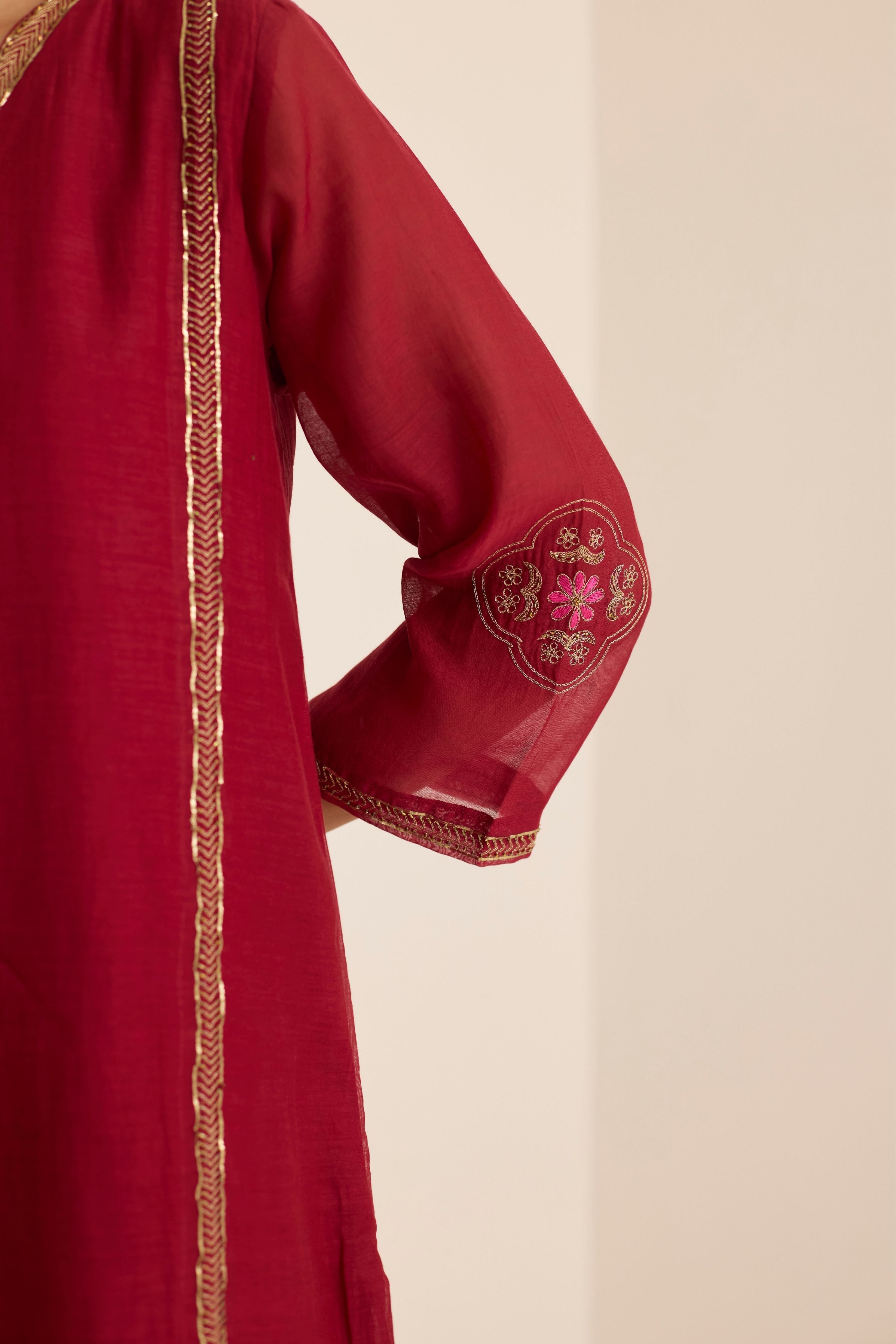 Claret Kurta Set Set