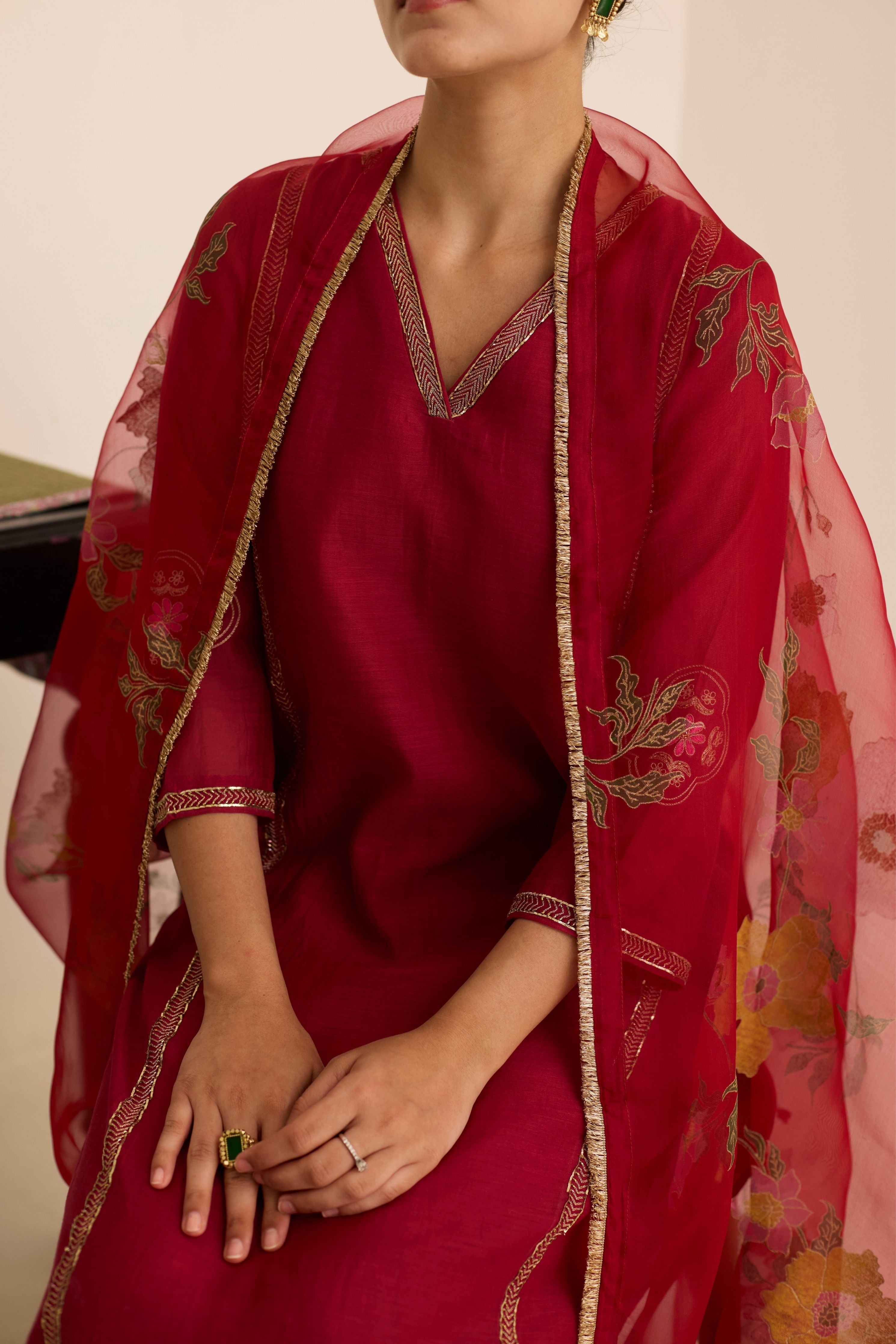 Claret Kurta Set Set
