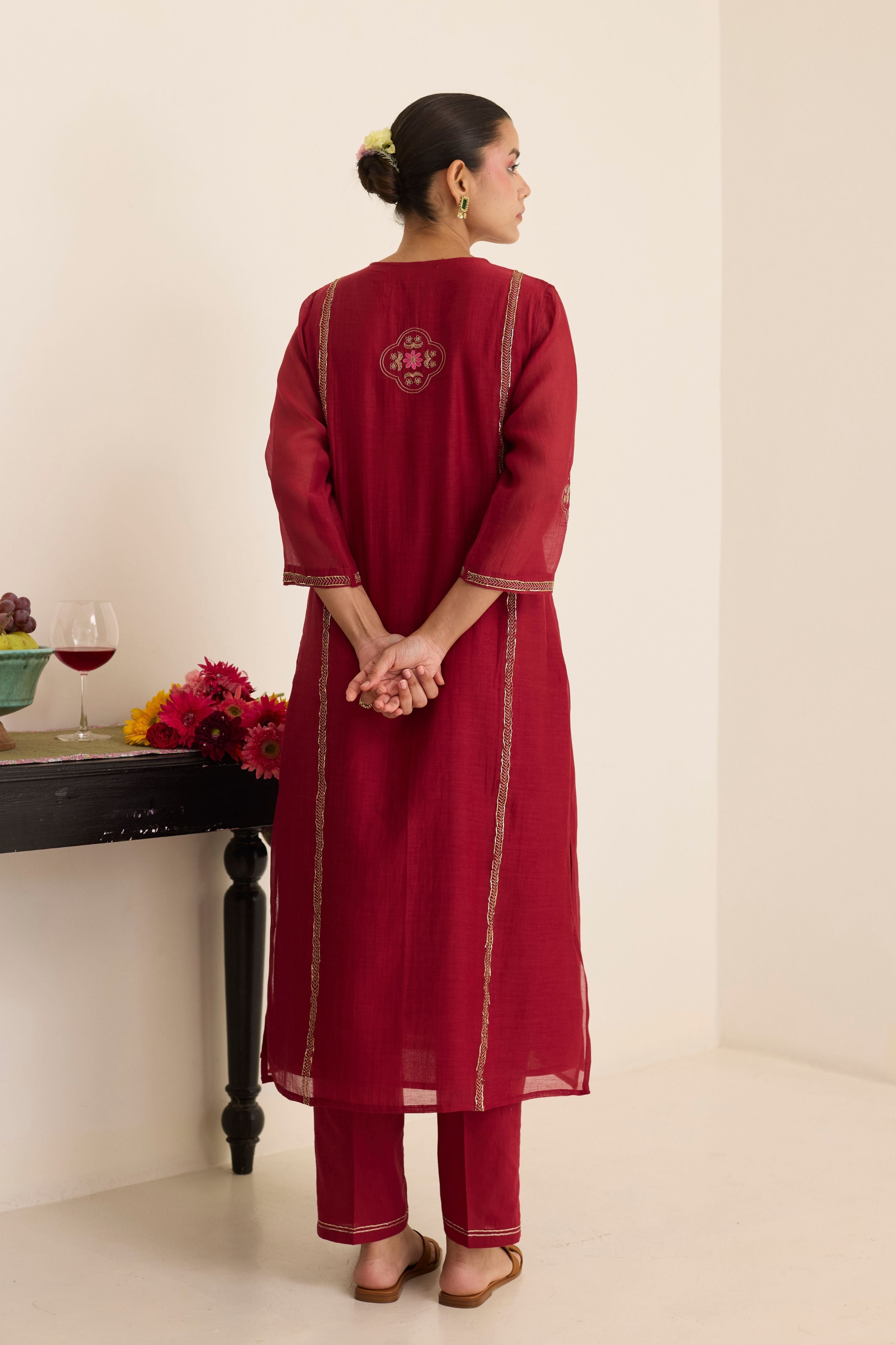 Claret Kurta Set Set