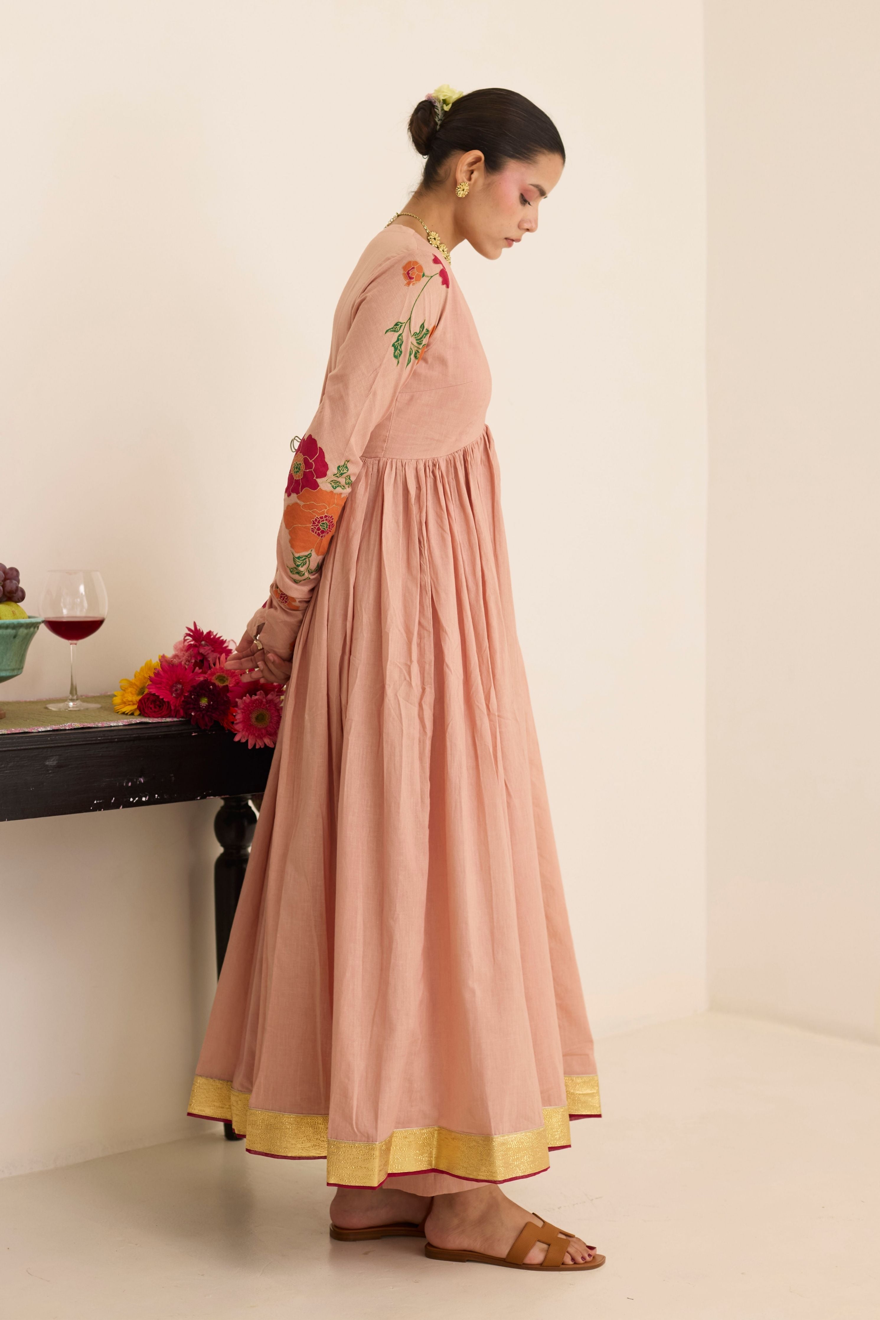 Salmon Anarkali Set