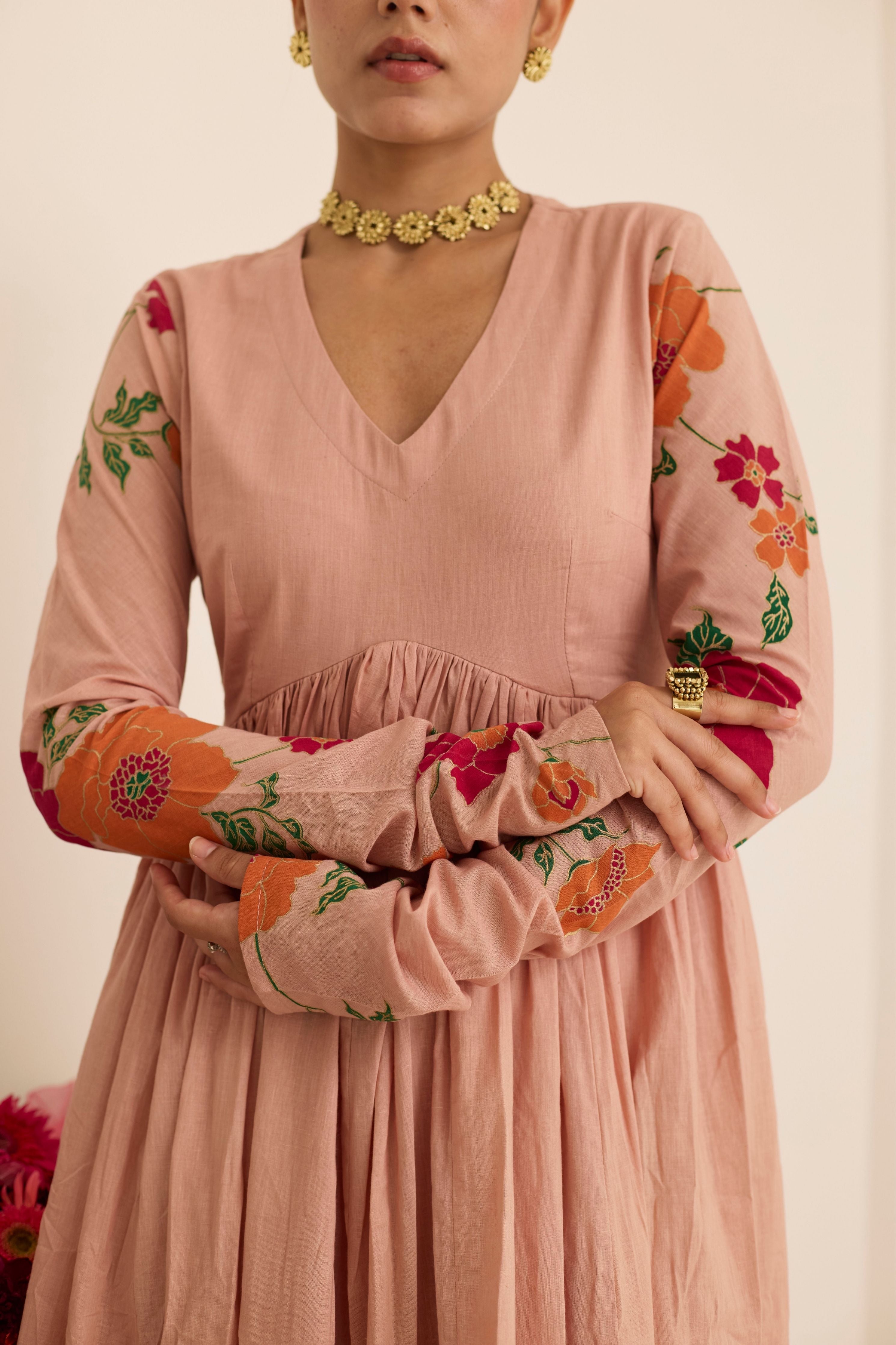Salmon Anarkali Set
