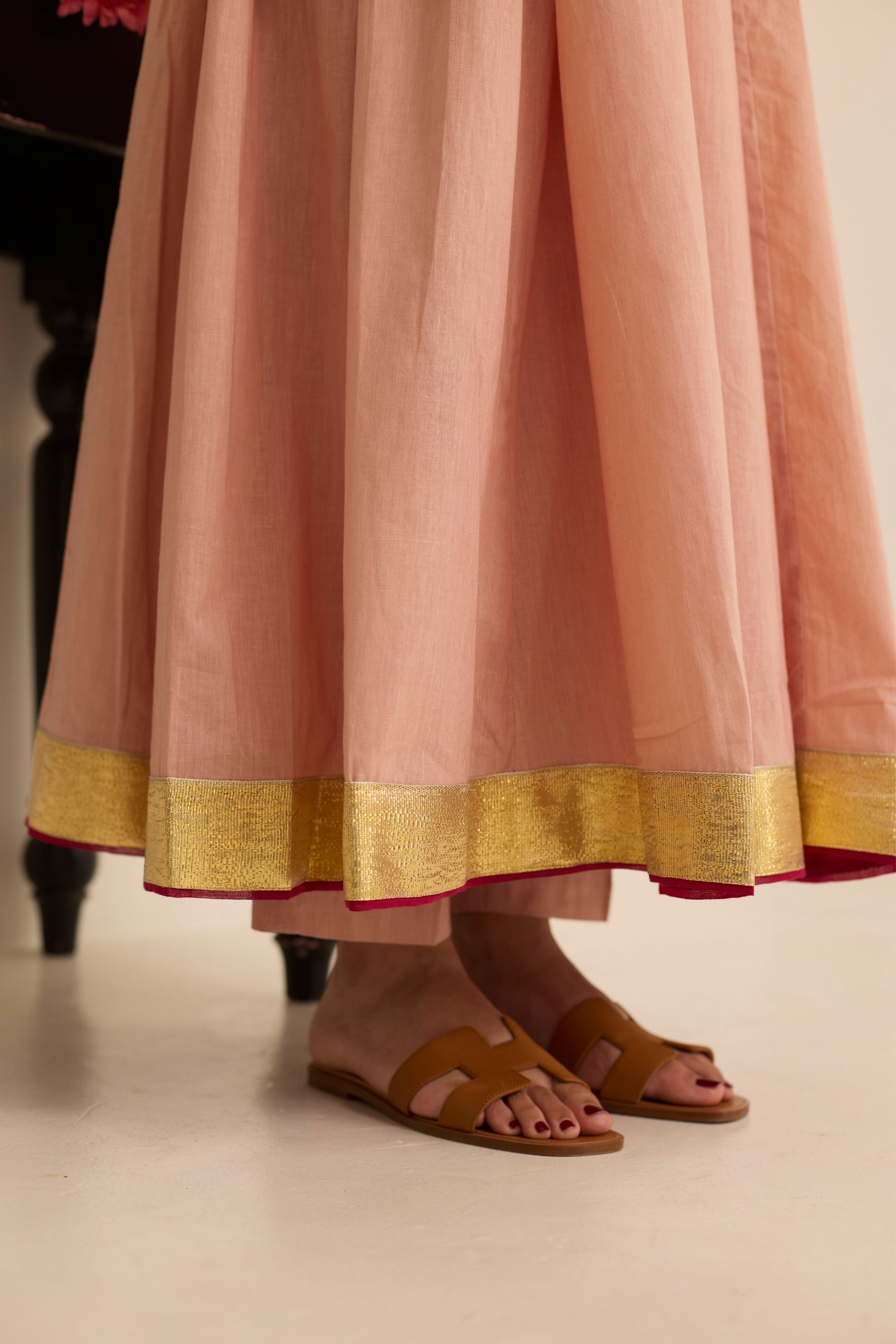 Salmon Anarkali Set