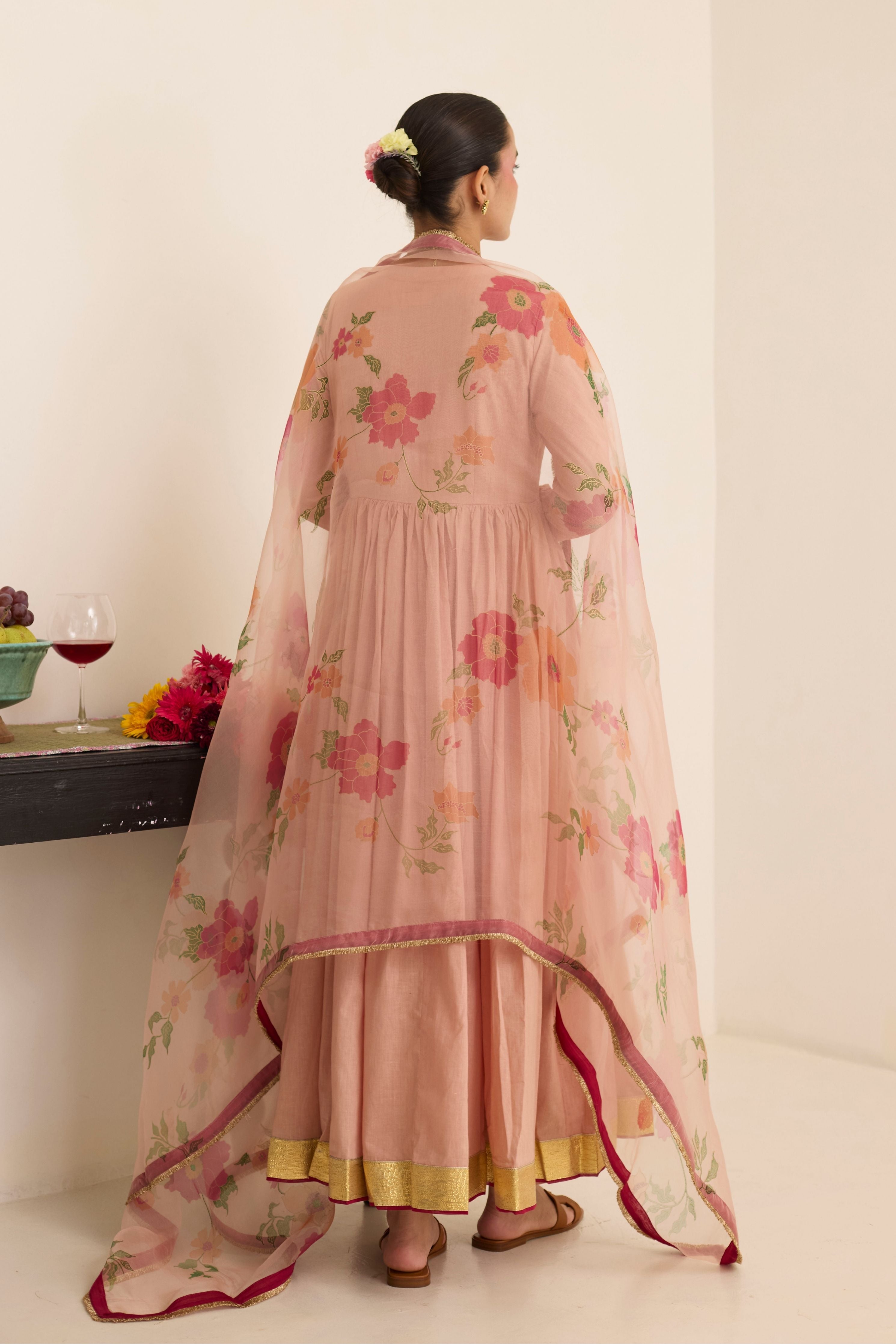 Salmon Anarkali Set