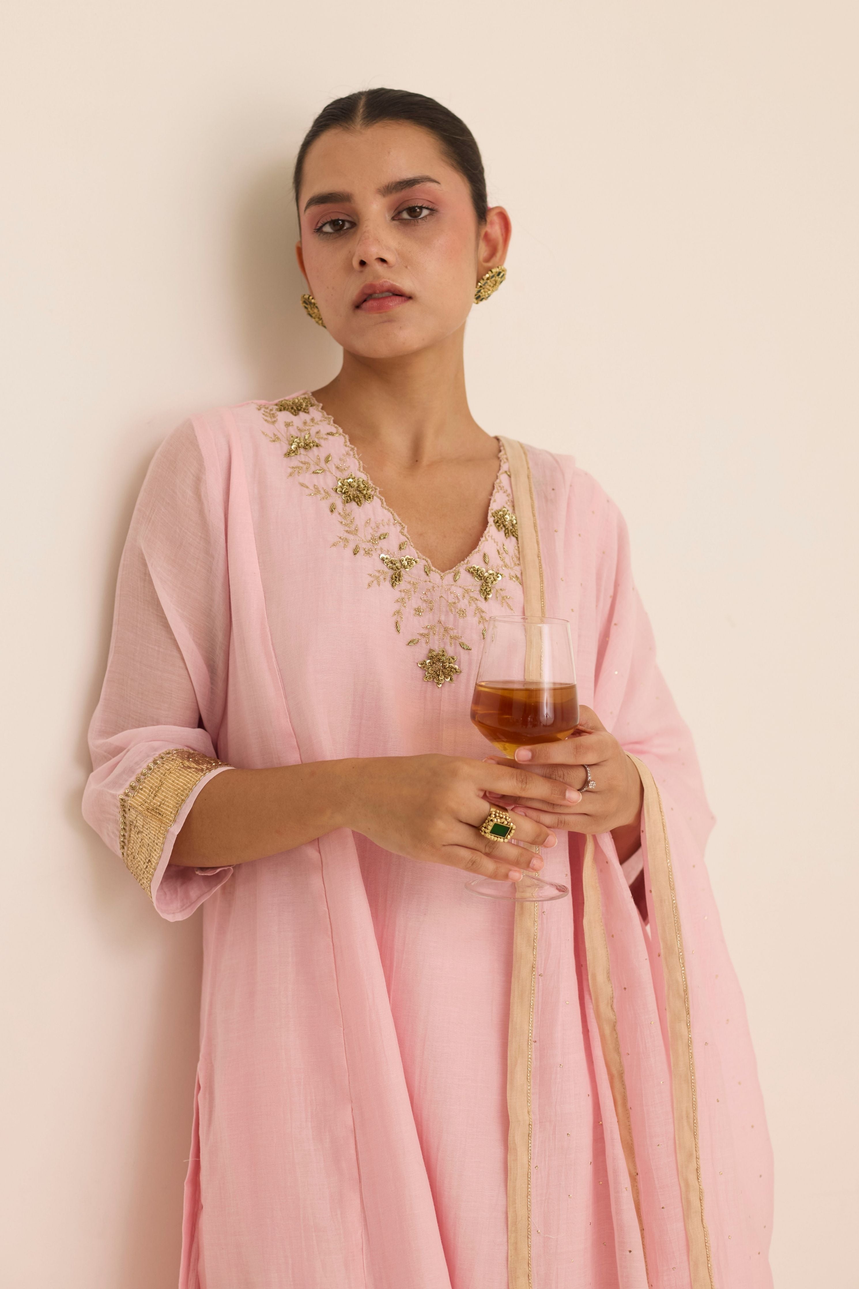 Blush Mukaish Kurta Set