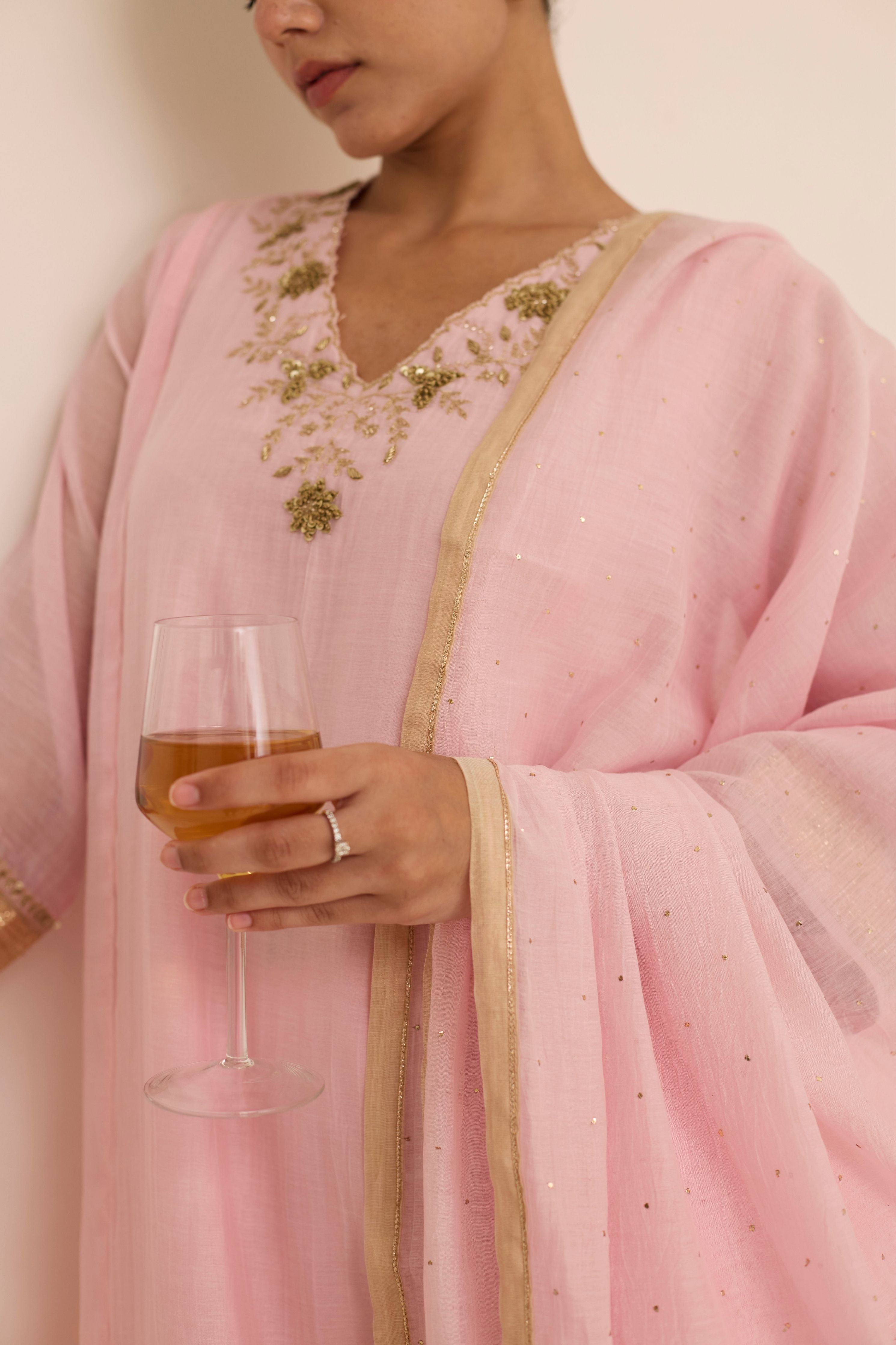 Blush Mukaish Kurta Set