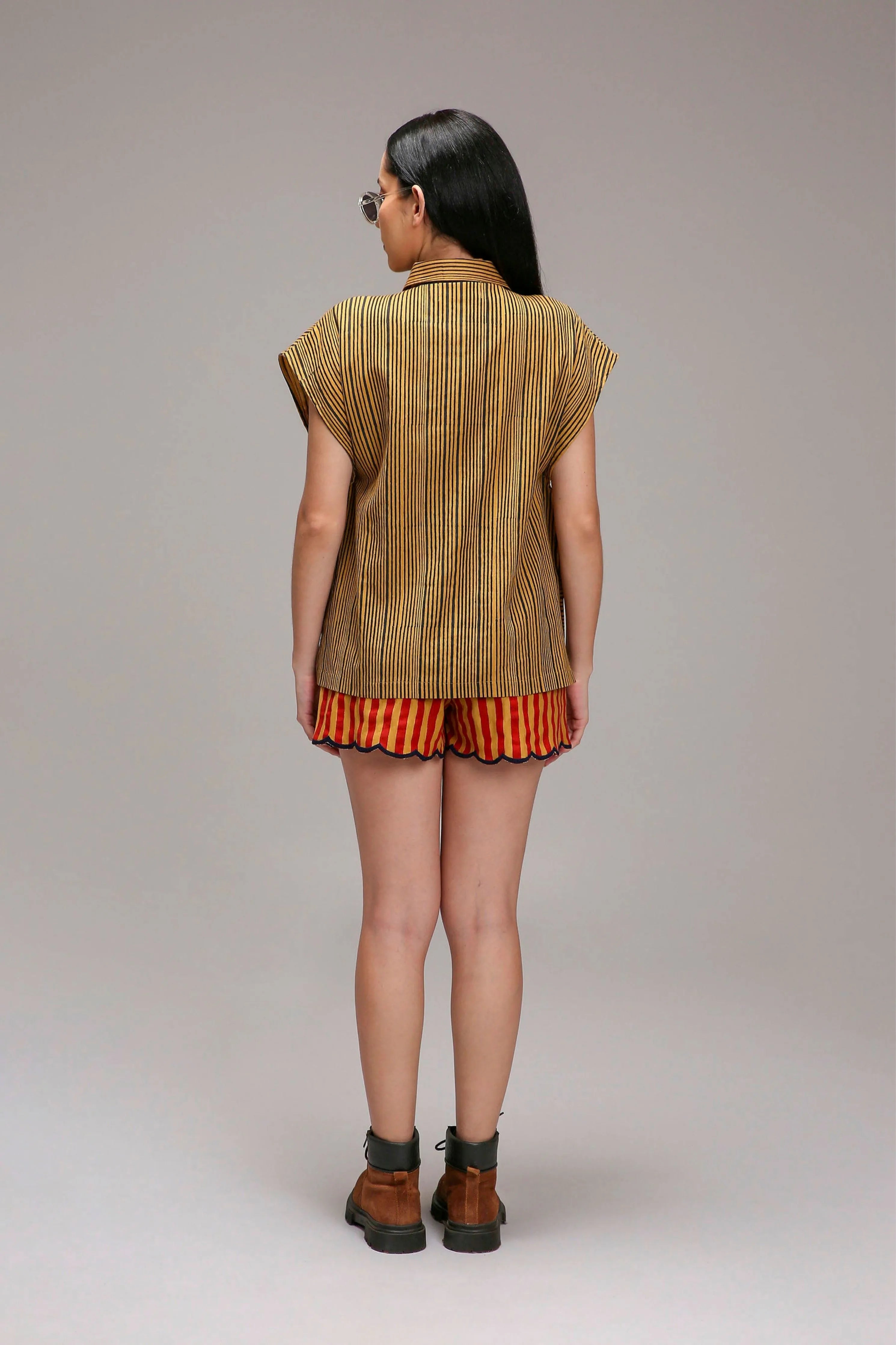 Tan-Brown Joker Shirt Shorts Set