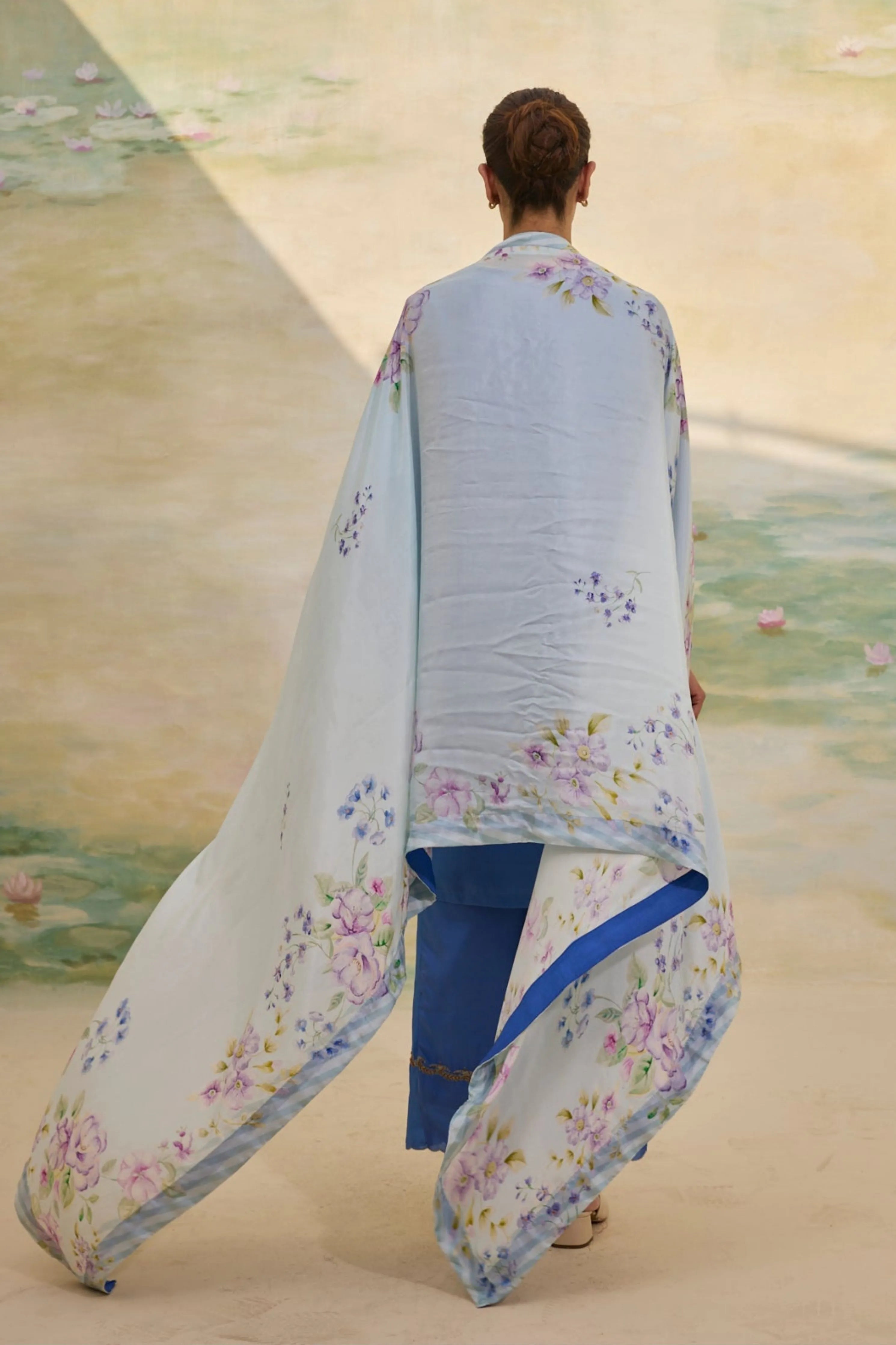 Cobalt Short Silk Kurta Set