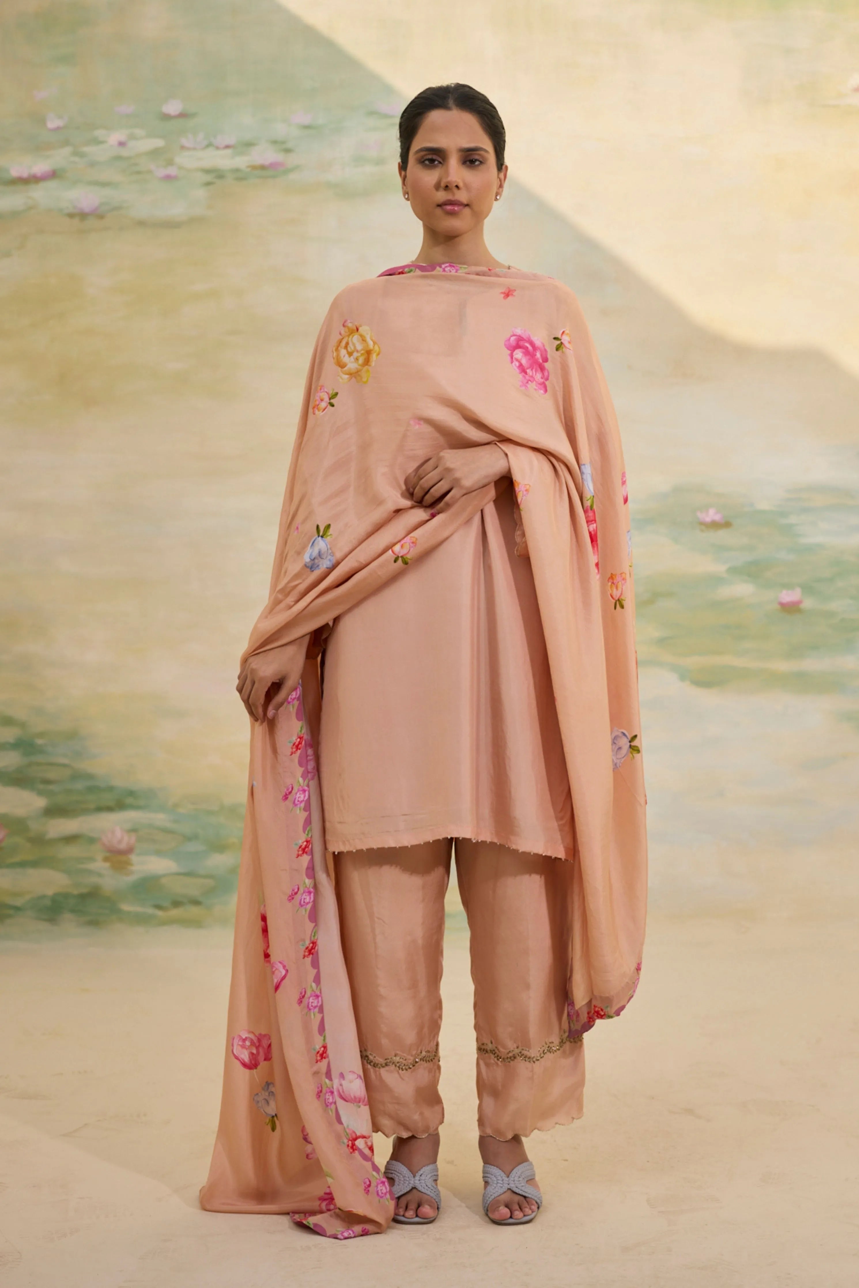 Caramel Short Silk Kurti Set