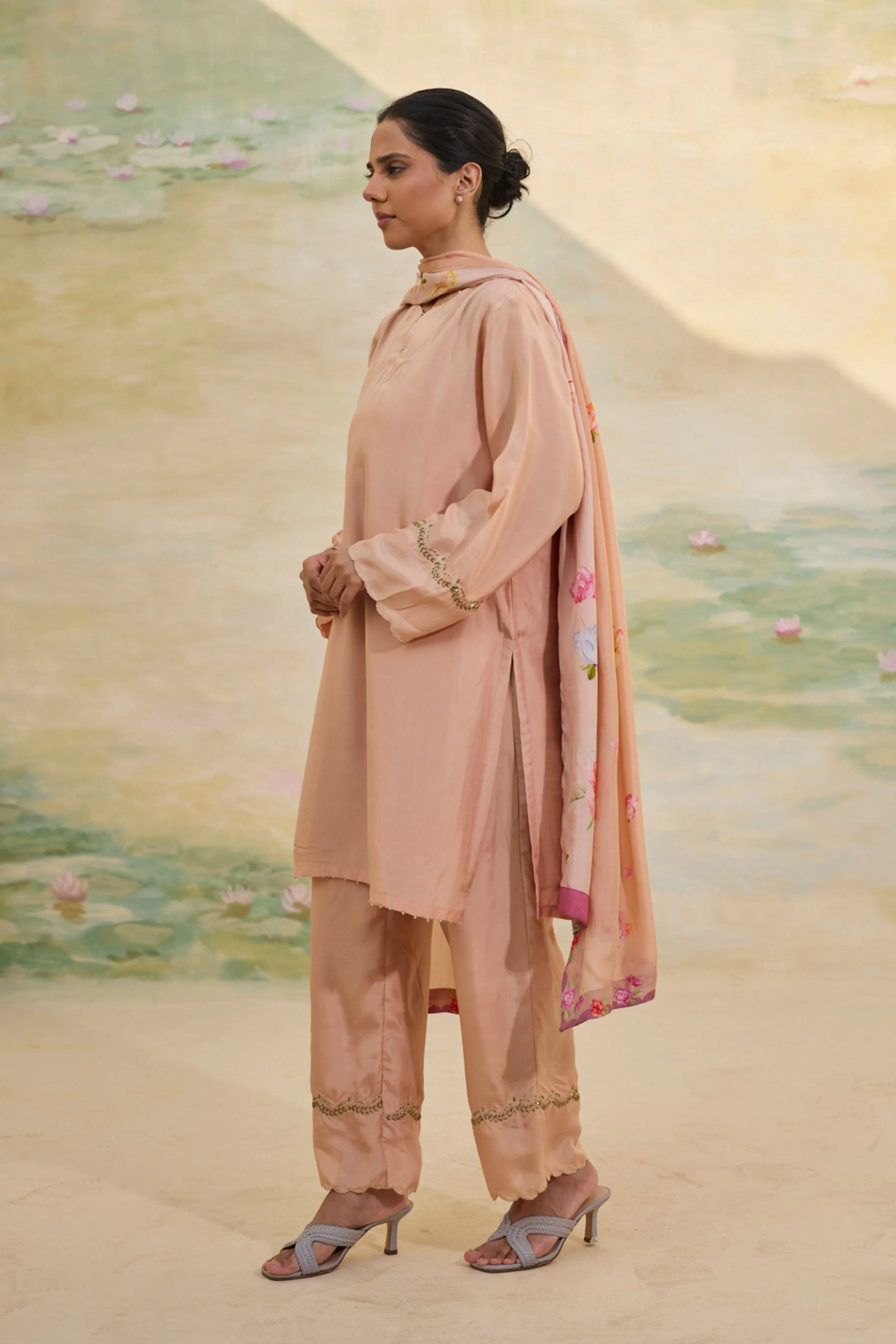 Caramel Short Silk Kurti Set