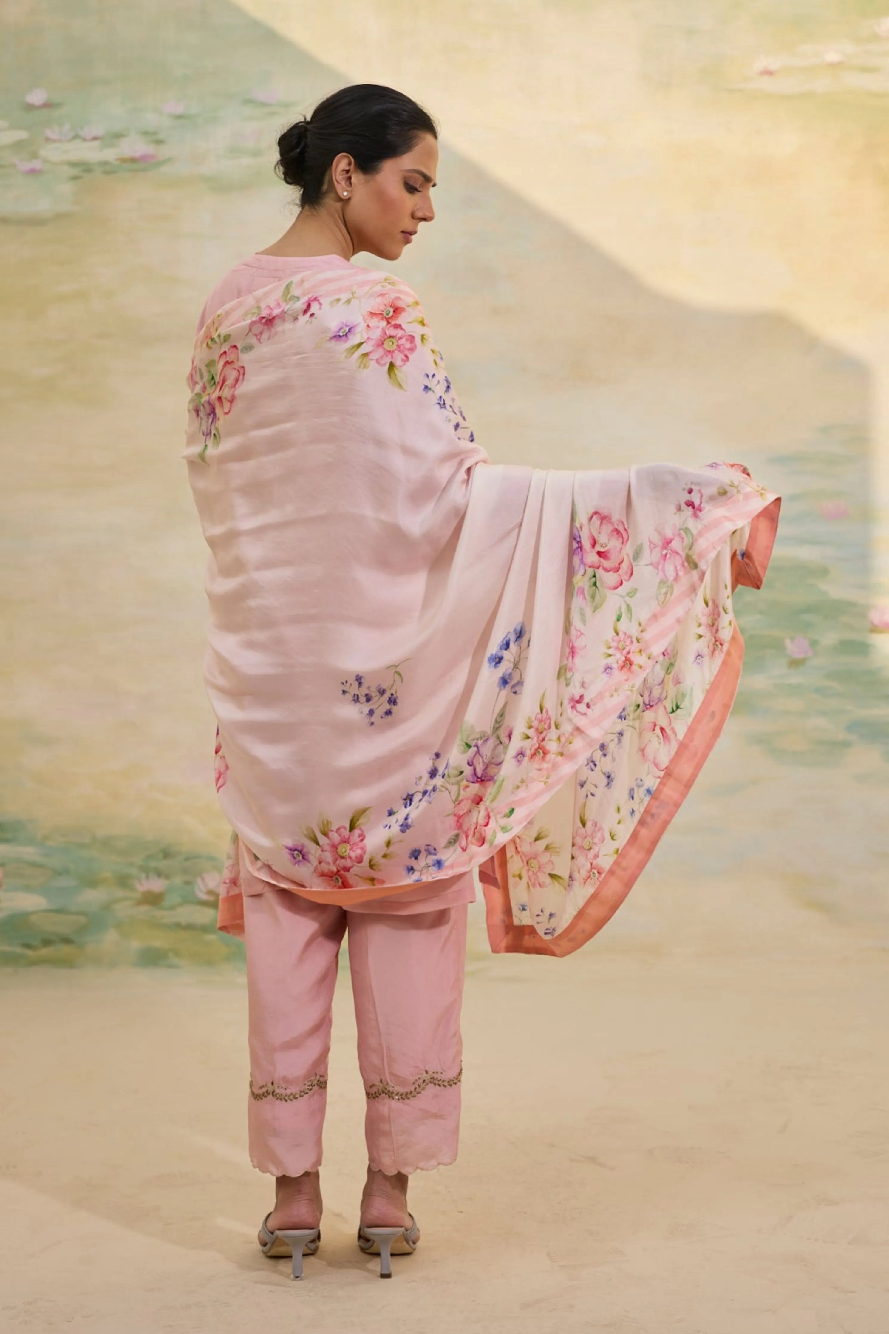 Persian Rose Short Silk Kurta Set