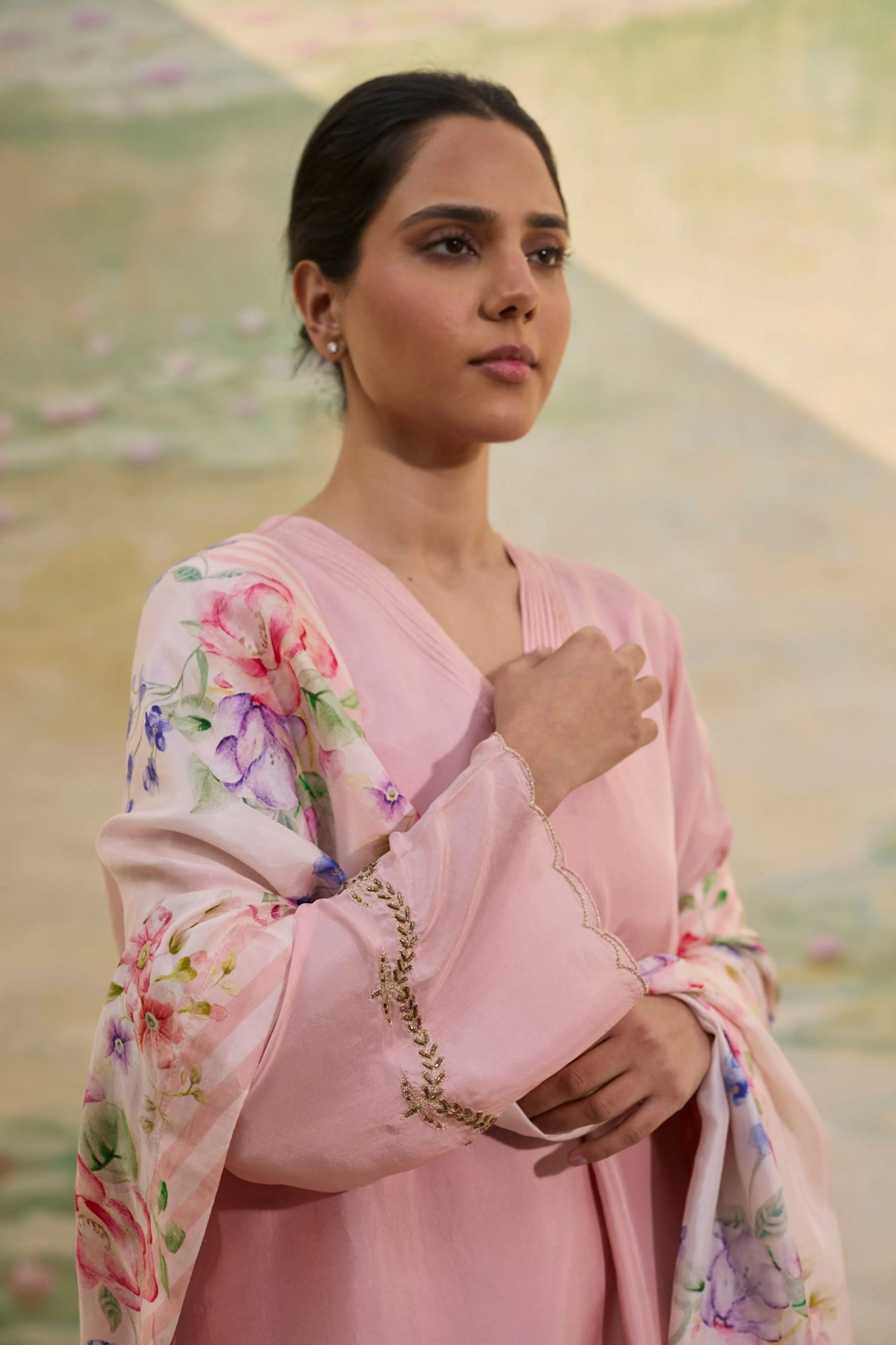 Persian Rose Short Silk Kurta Set