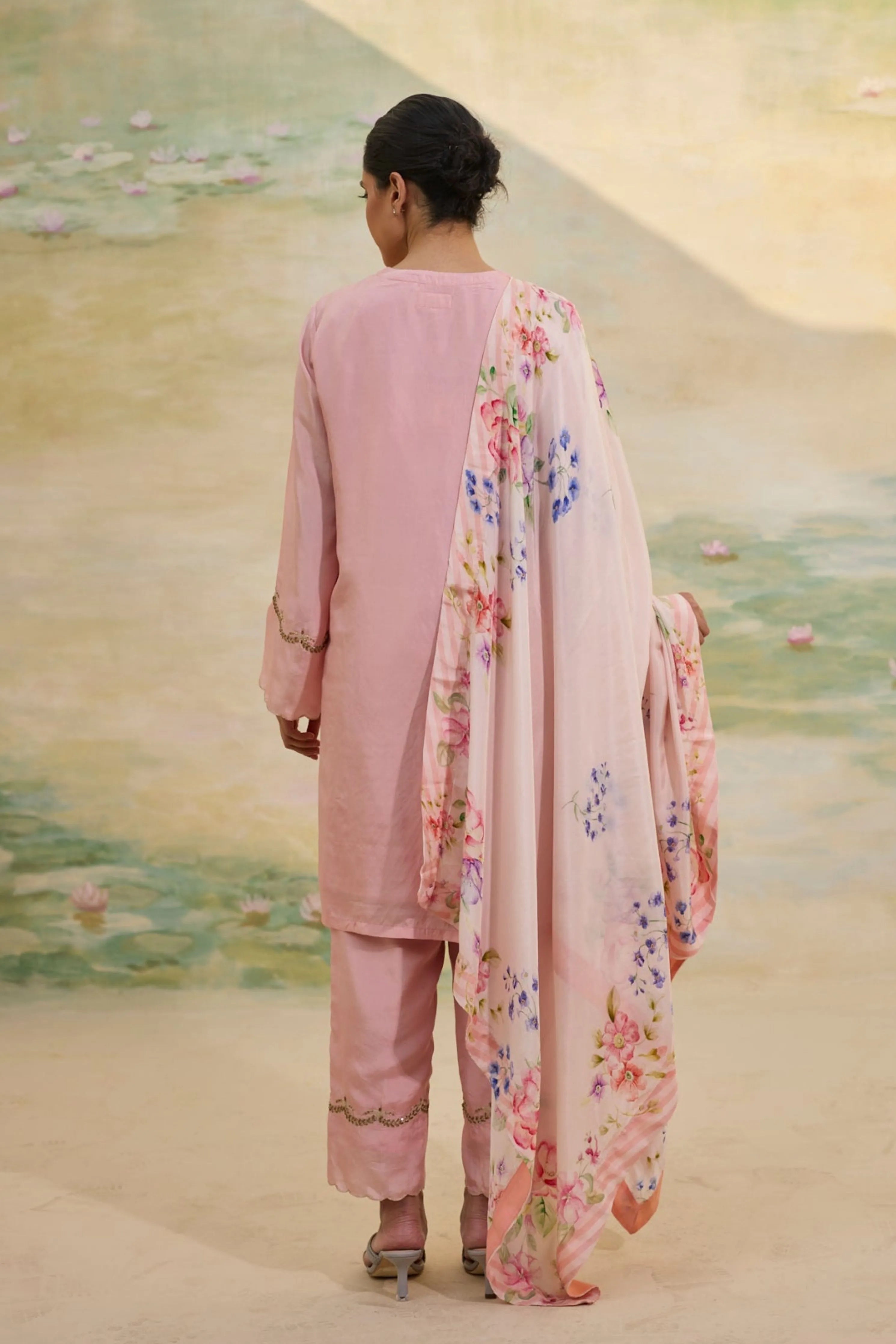 Persian Rose Short Silk Kurta Set