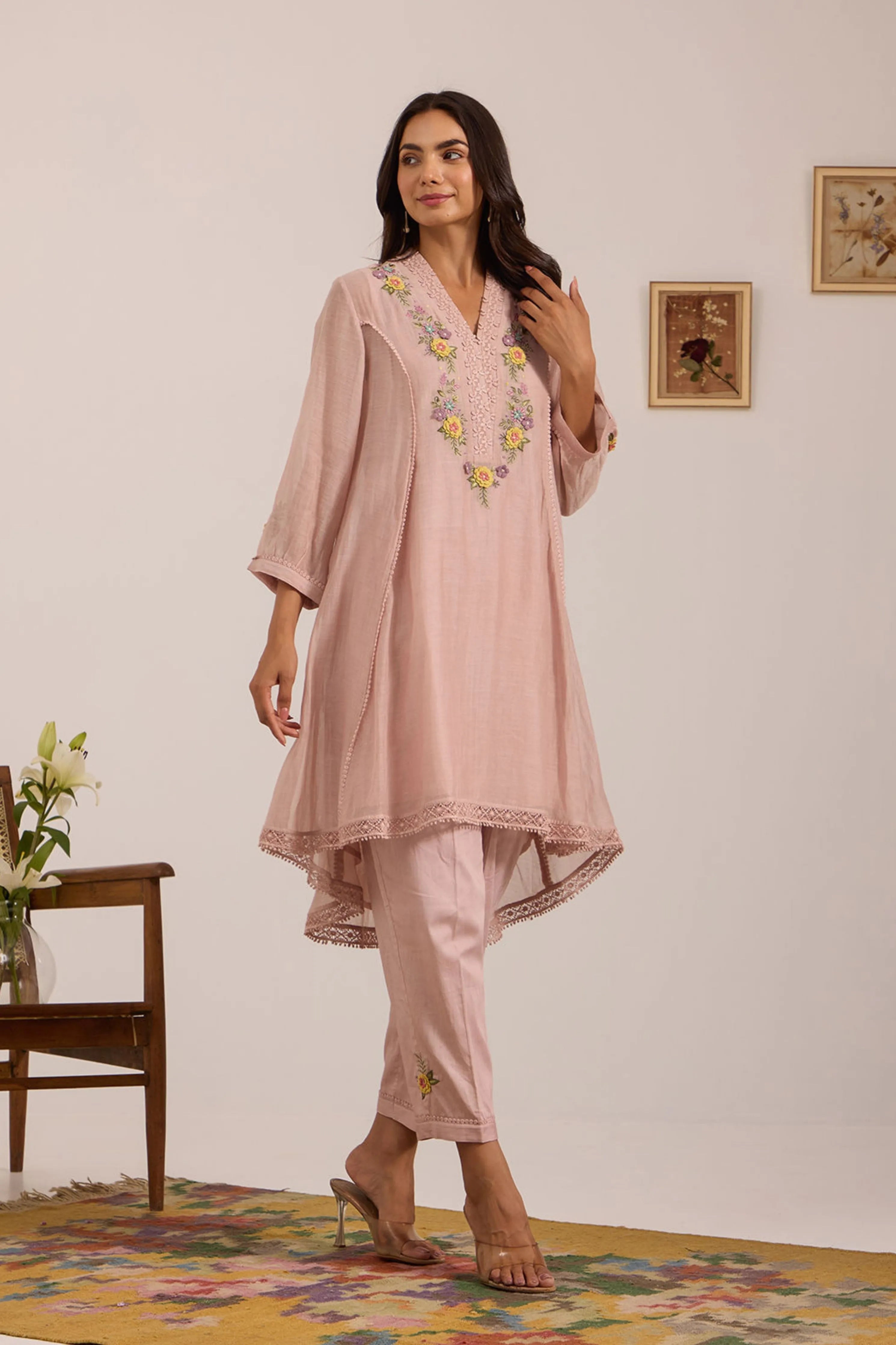 Sea Green Chanderi Tunic Set