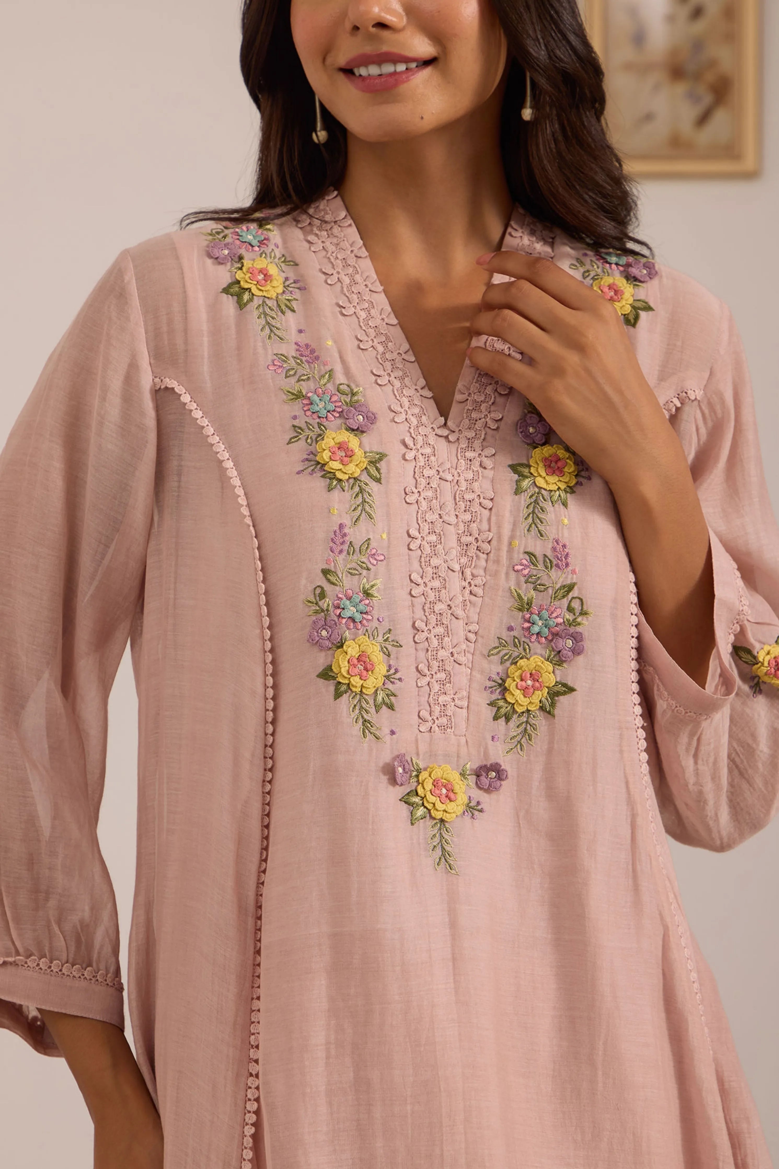Sea Green Chanderi Tunic Set