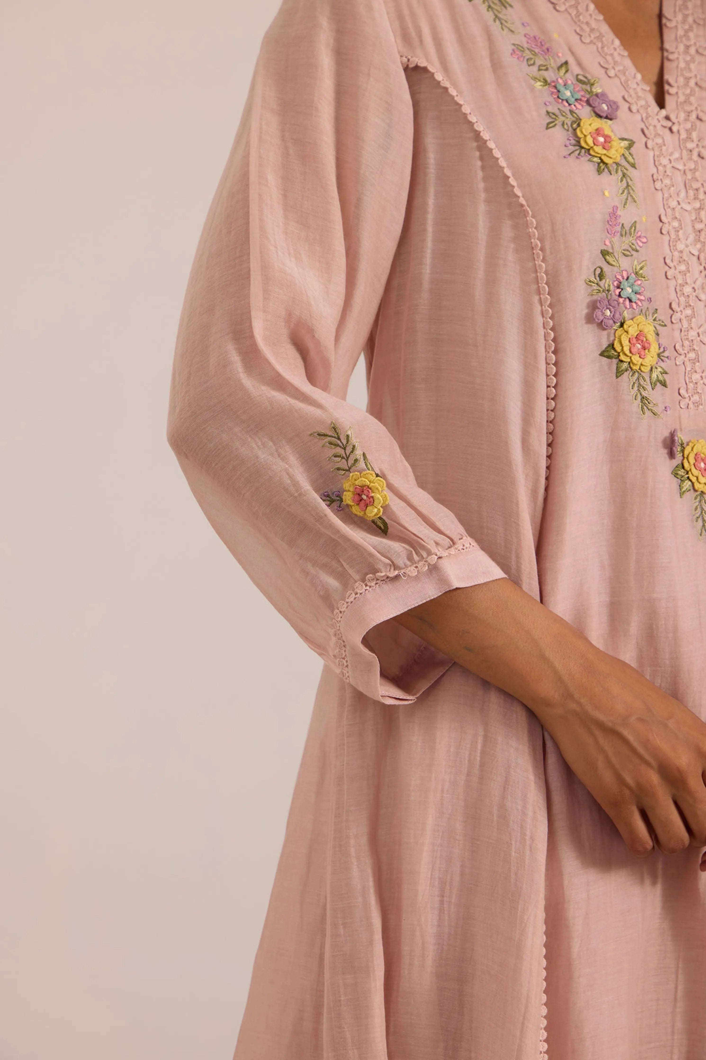 Sea Green Chanderi Tunic Set