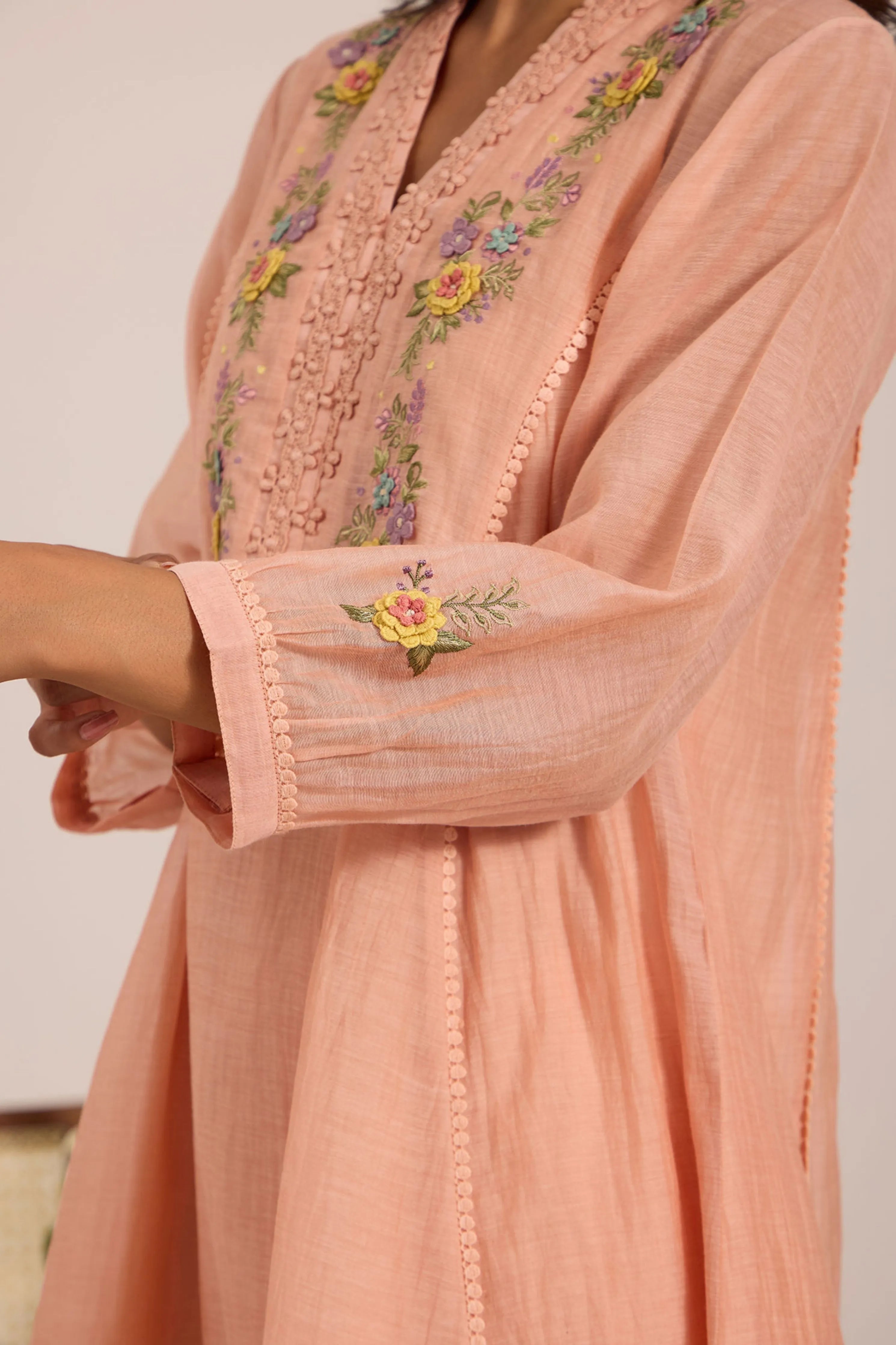 Sea Green Chanderi Tunic Set