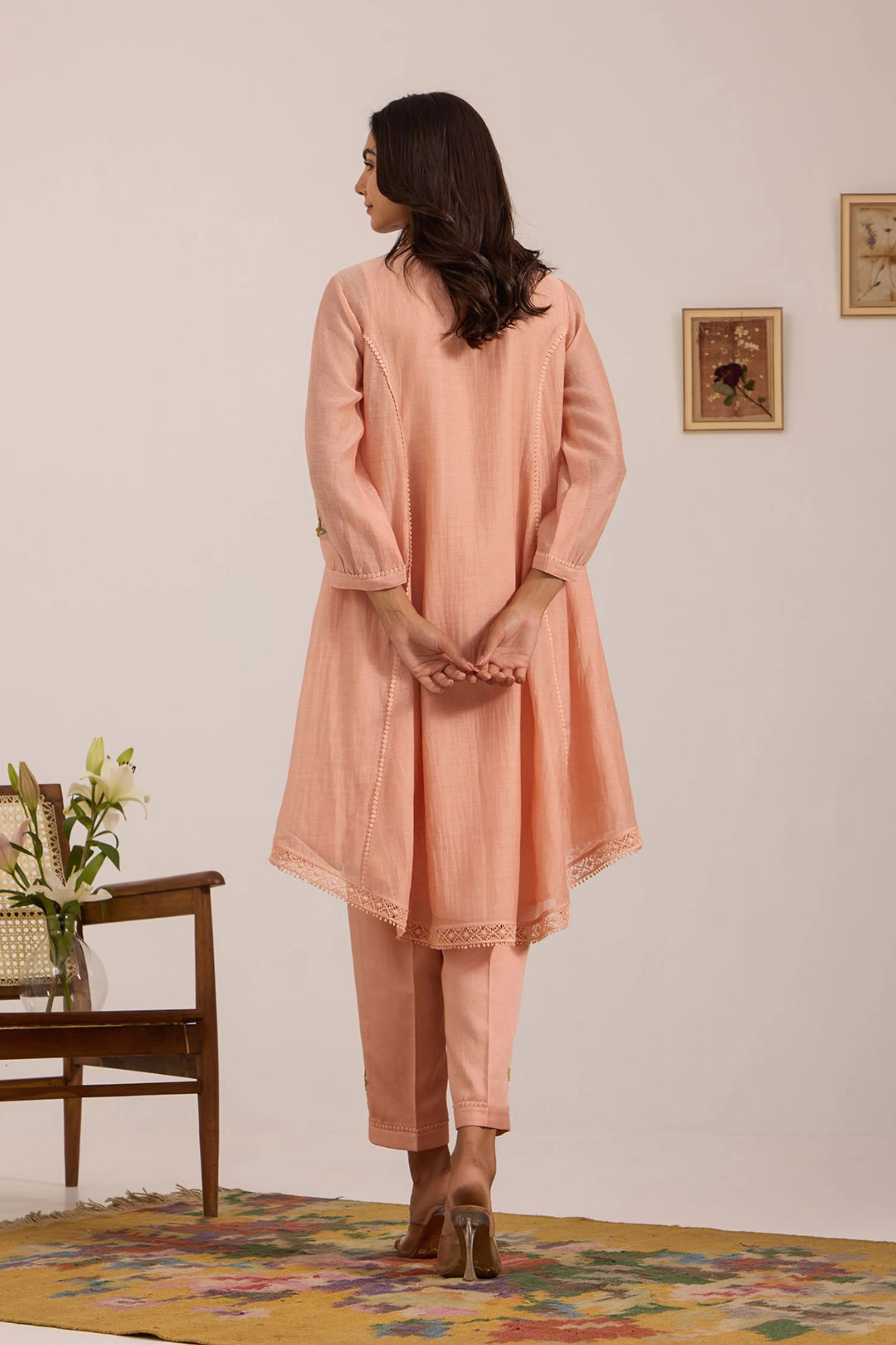 Sea Green Chanderi Tunic Set