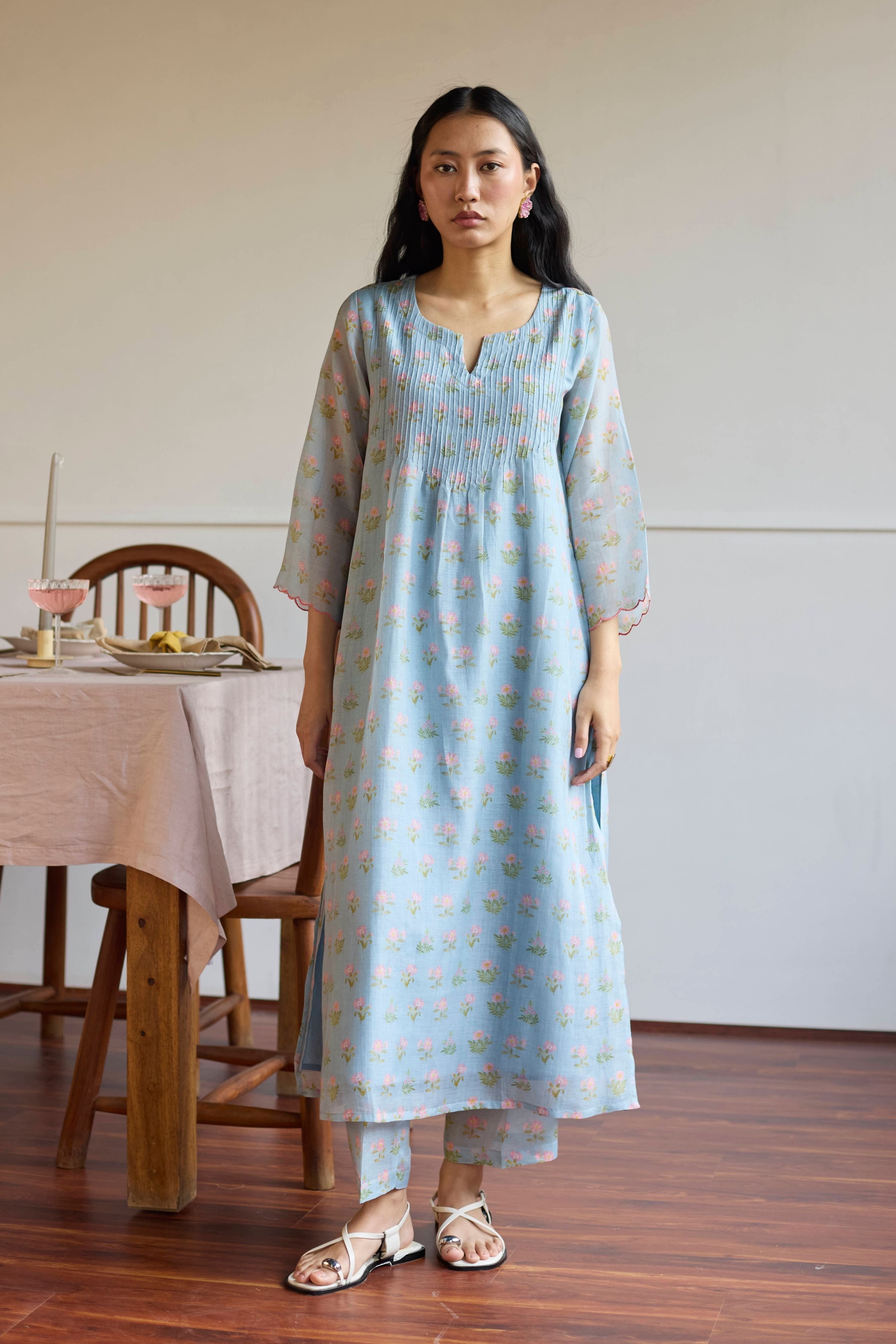 Powder Blue Pintuck  Set