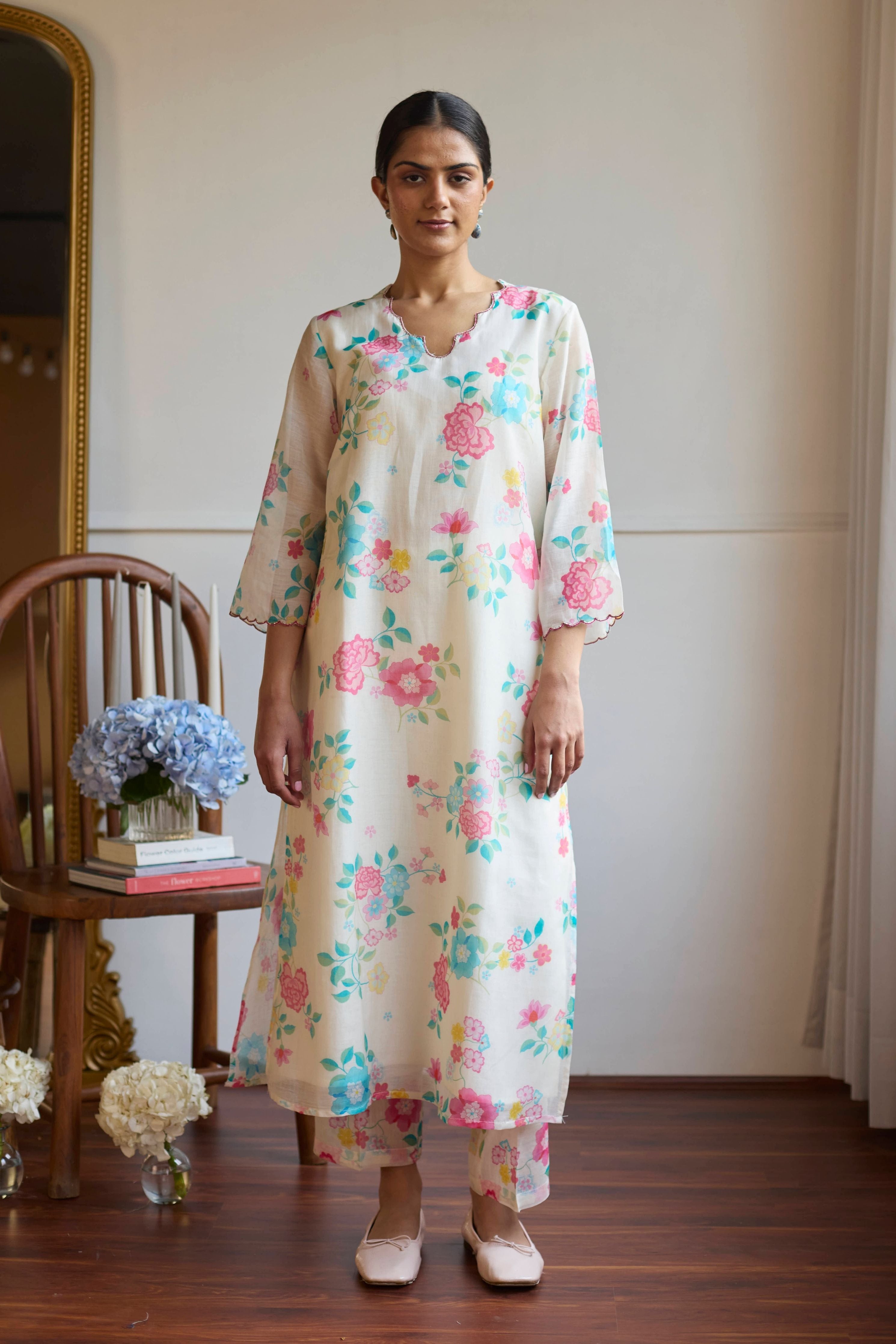 Ivory Powder Blue Kurta Set