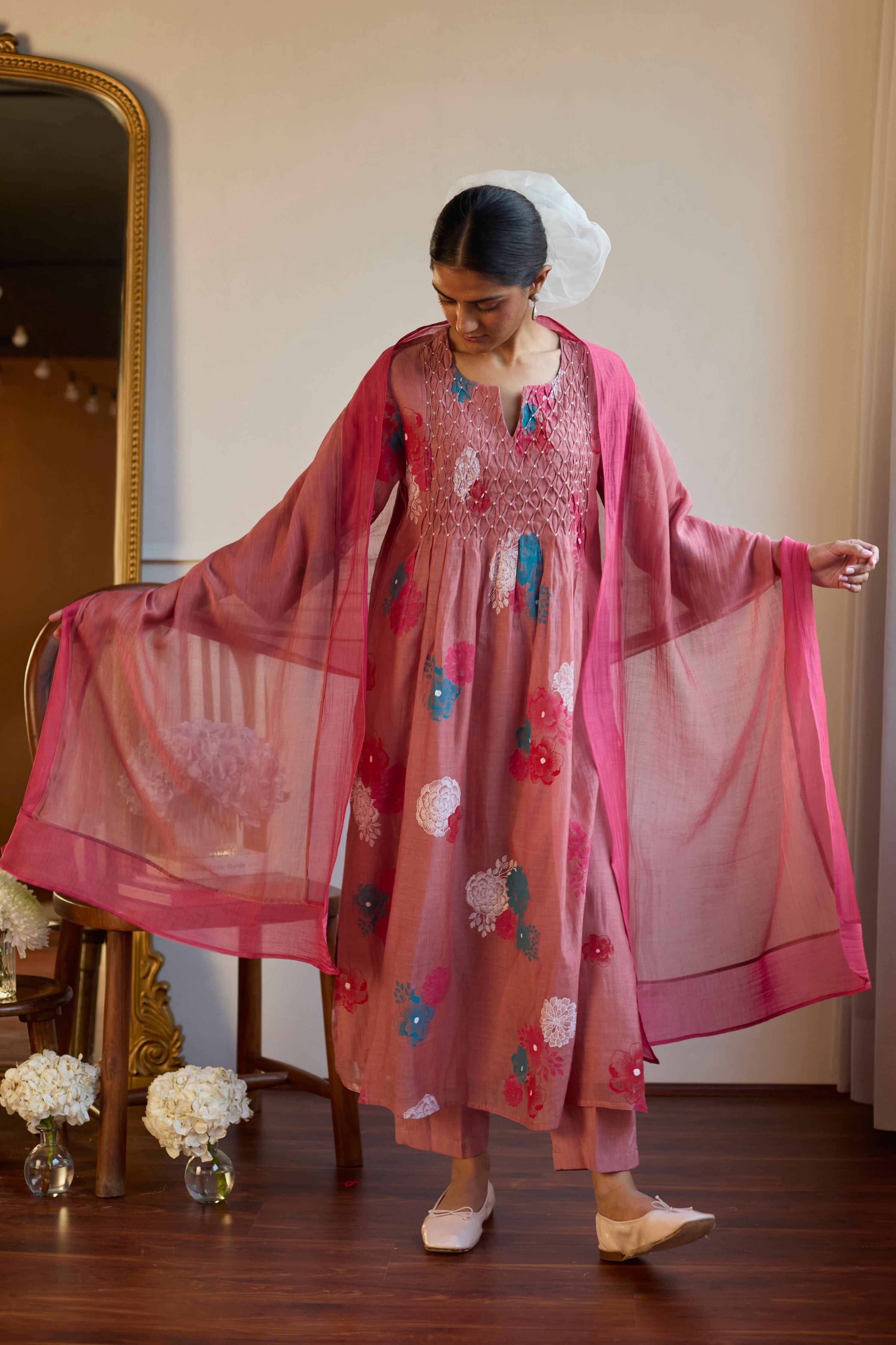 Rose Smocking Kurta Set