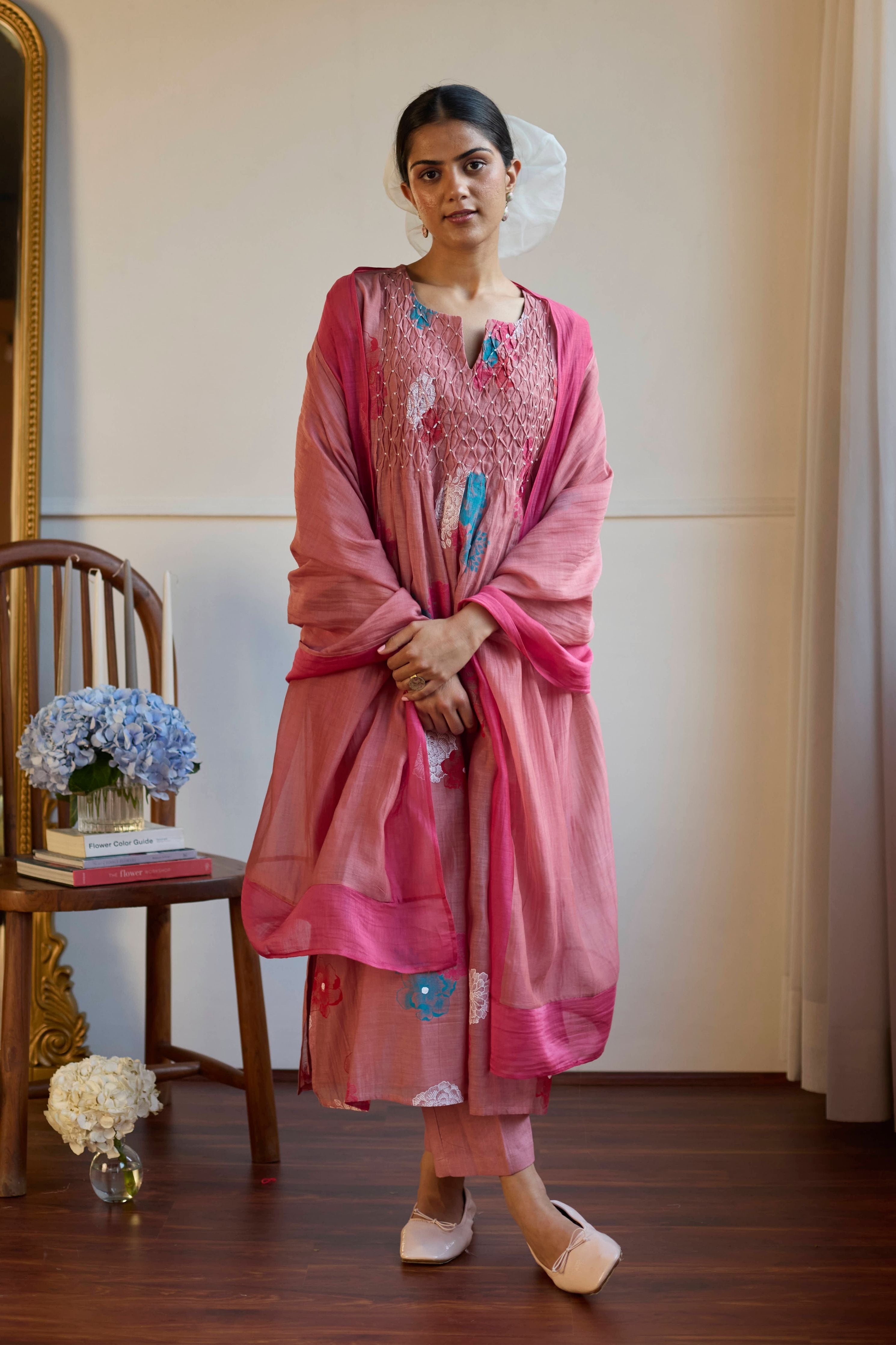 Rose Smocking Kurta Set