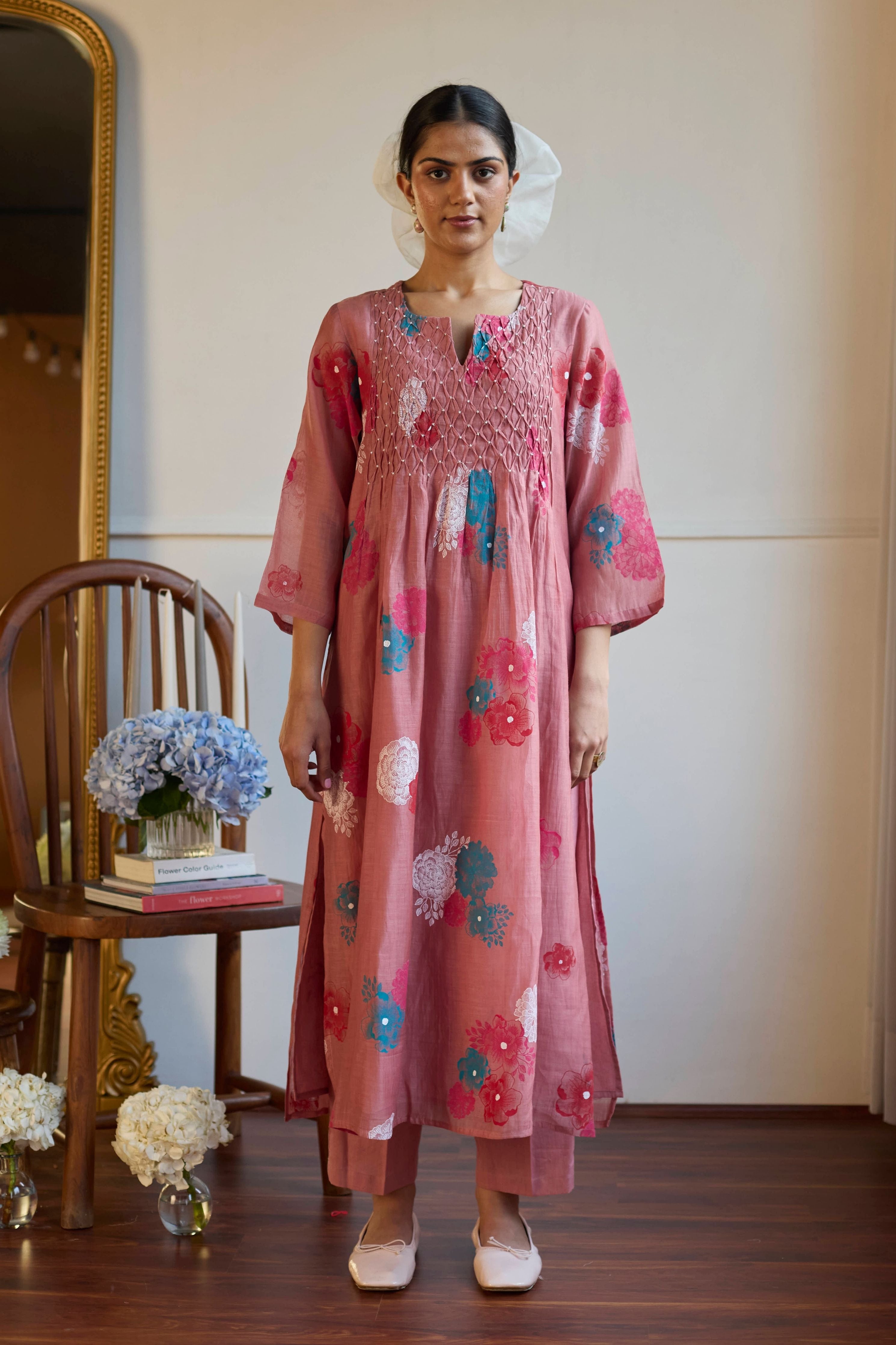 Rose Smocking Kurta Set