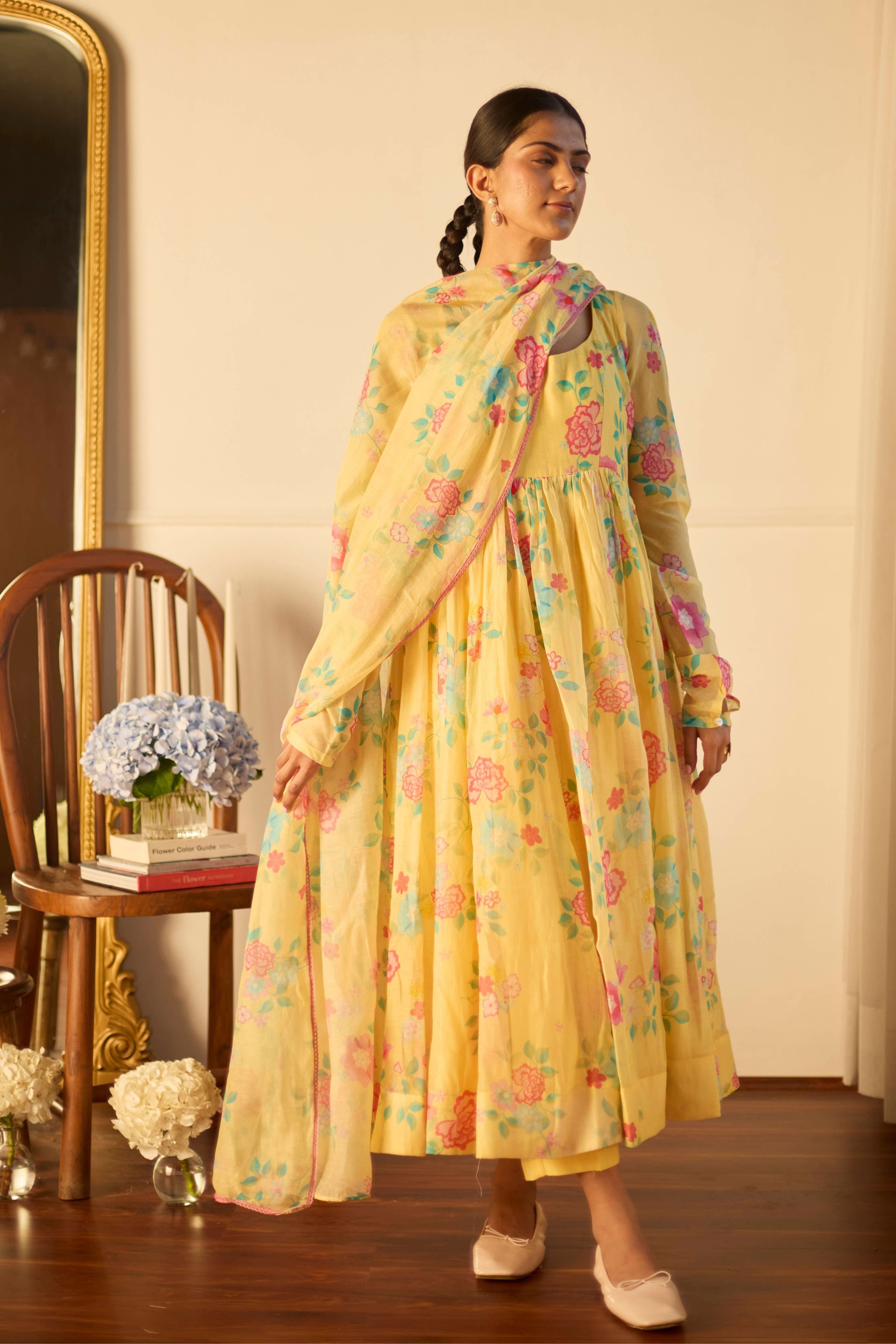 Lemon Florette Anarkali Set