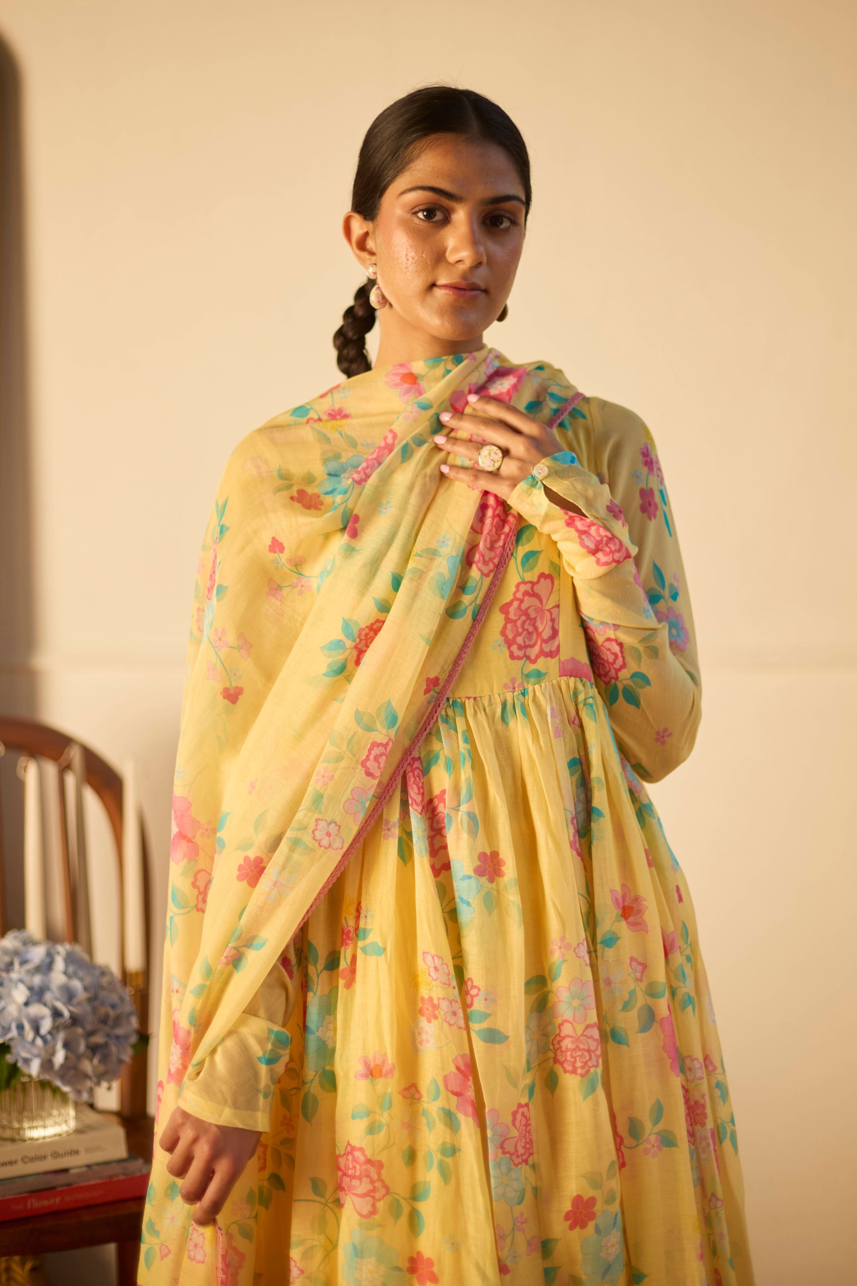 Lemon Florette Anarkali Set