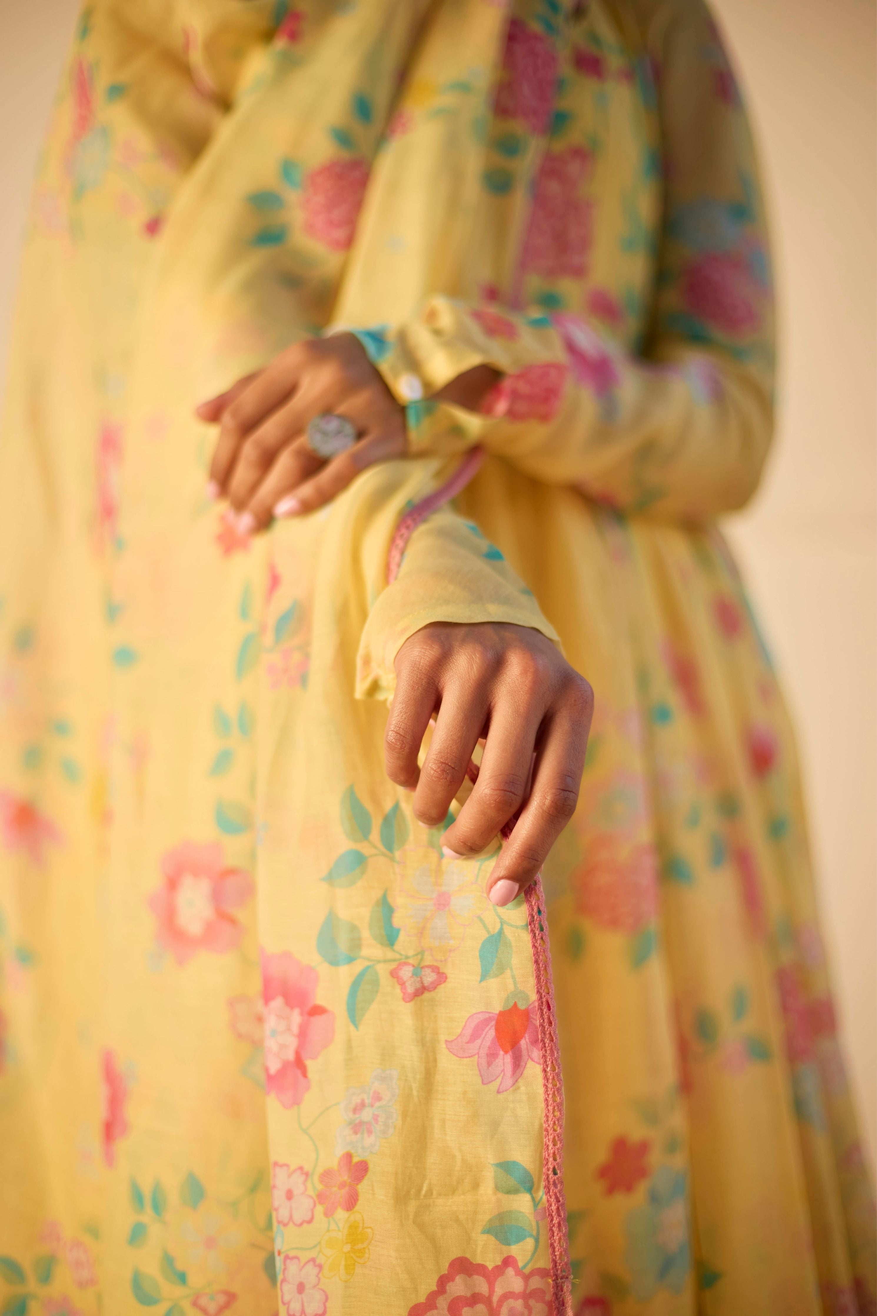 Lemon Florette Anarkali Set