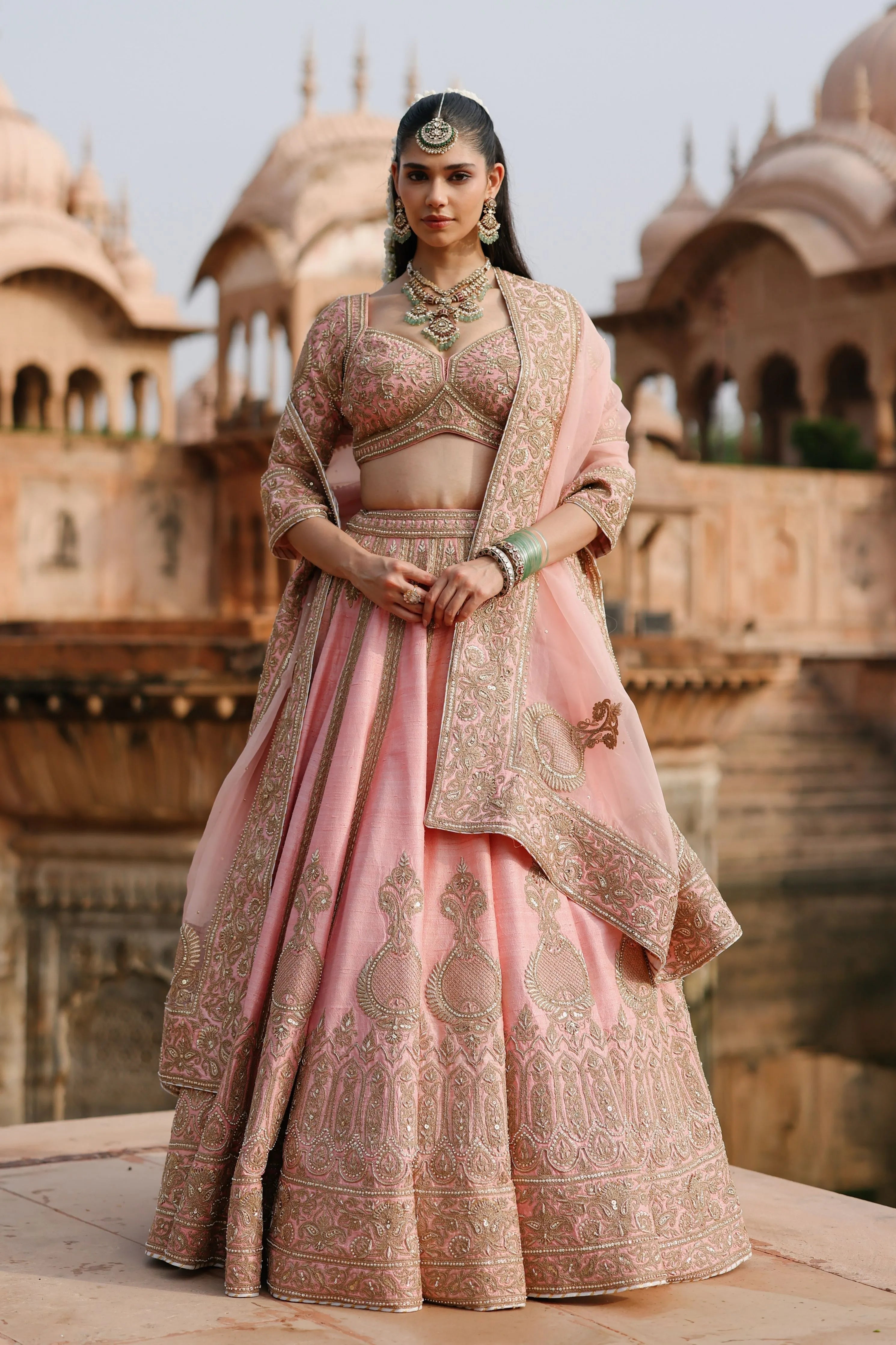 Jannah Pink Lehenga Set with Blouse & Dupatta