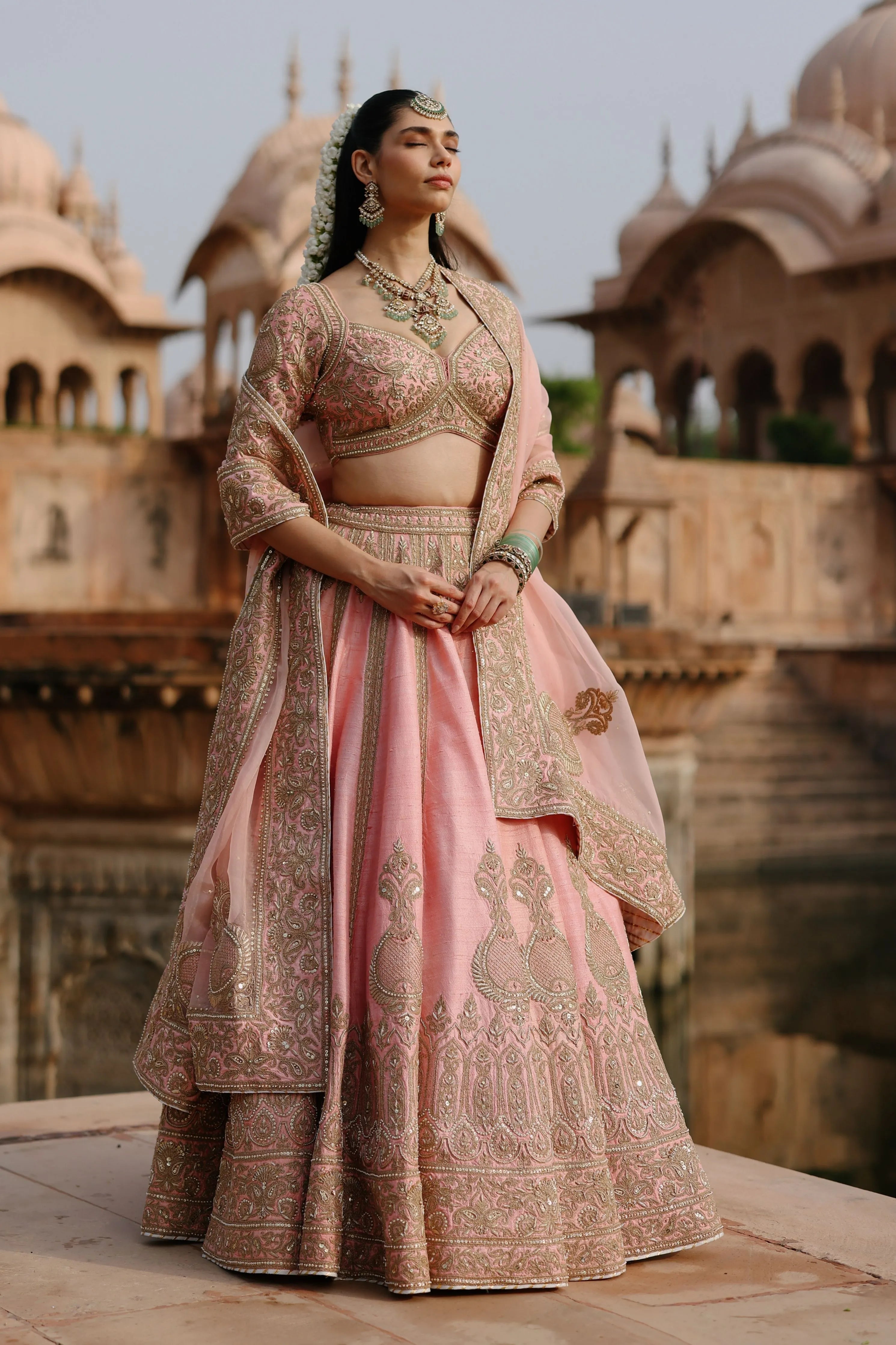 Jannah Pink Lehenga Set with Blouse & Dupatta