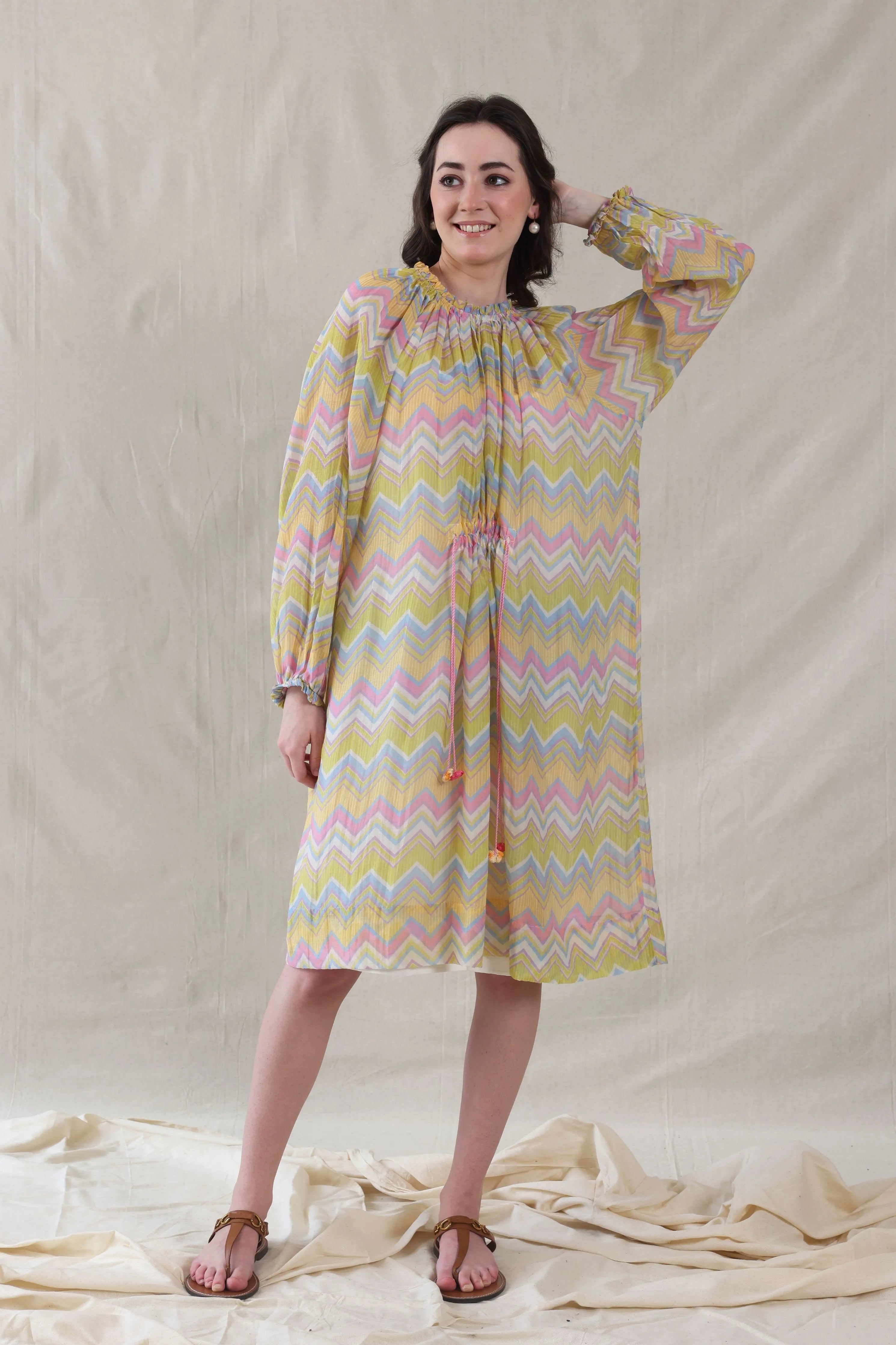 Multicolor Cotton Silk Dress