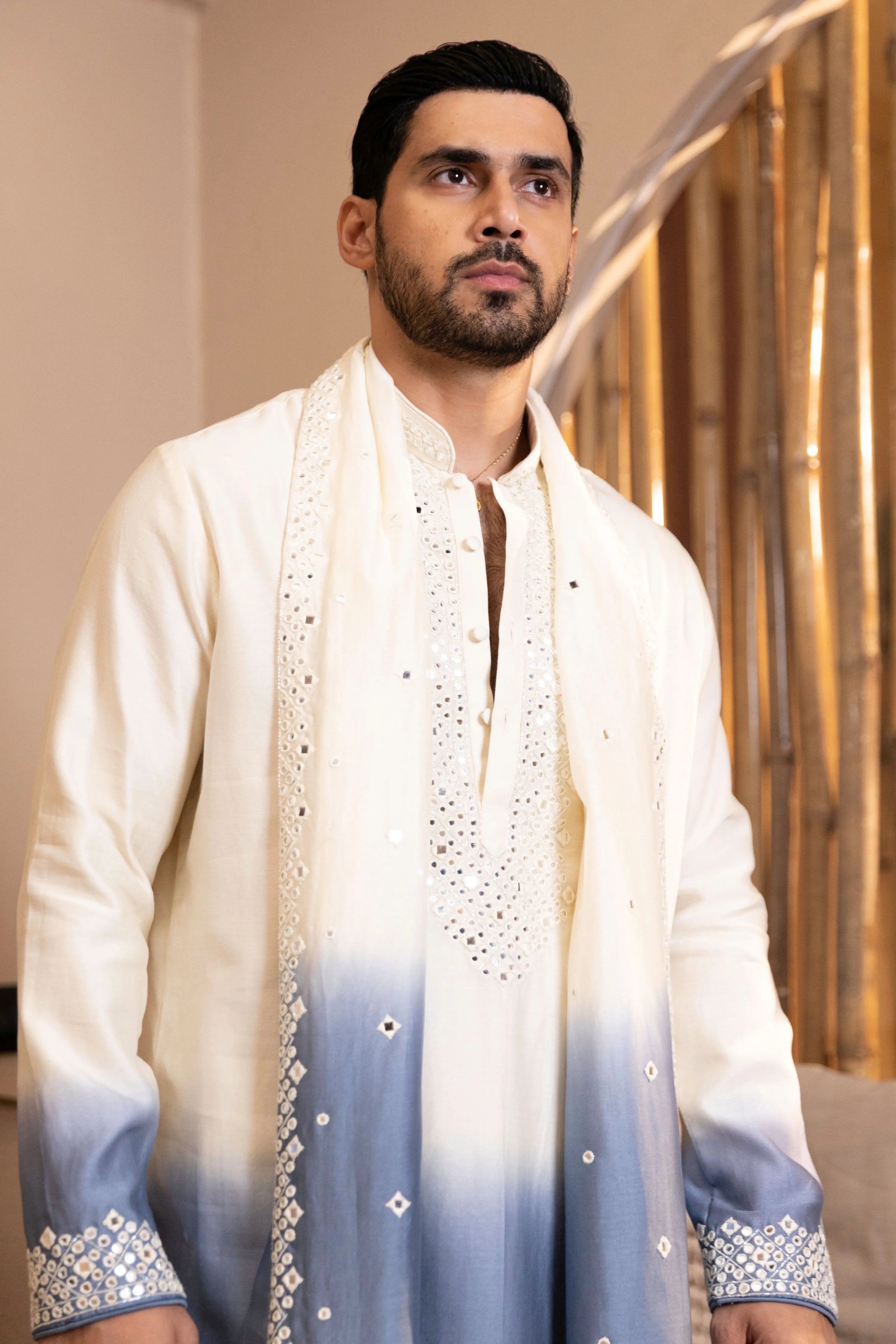 Sheesh Mahal Kurta with Stole Set