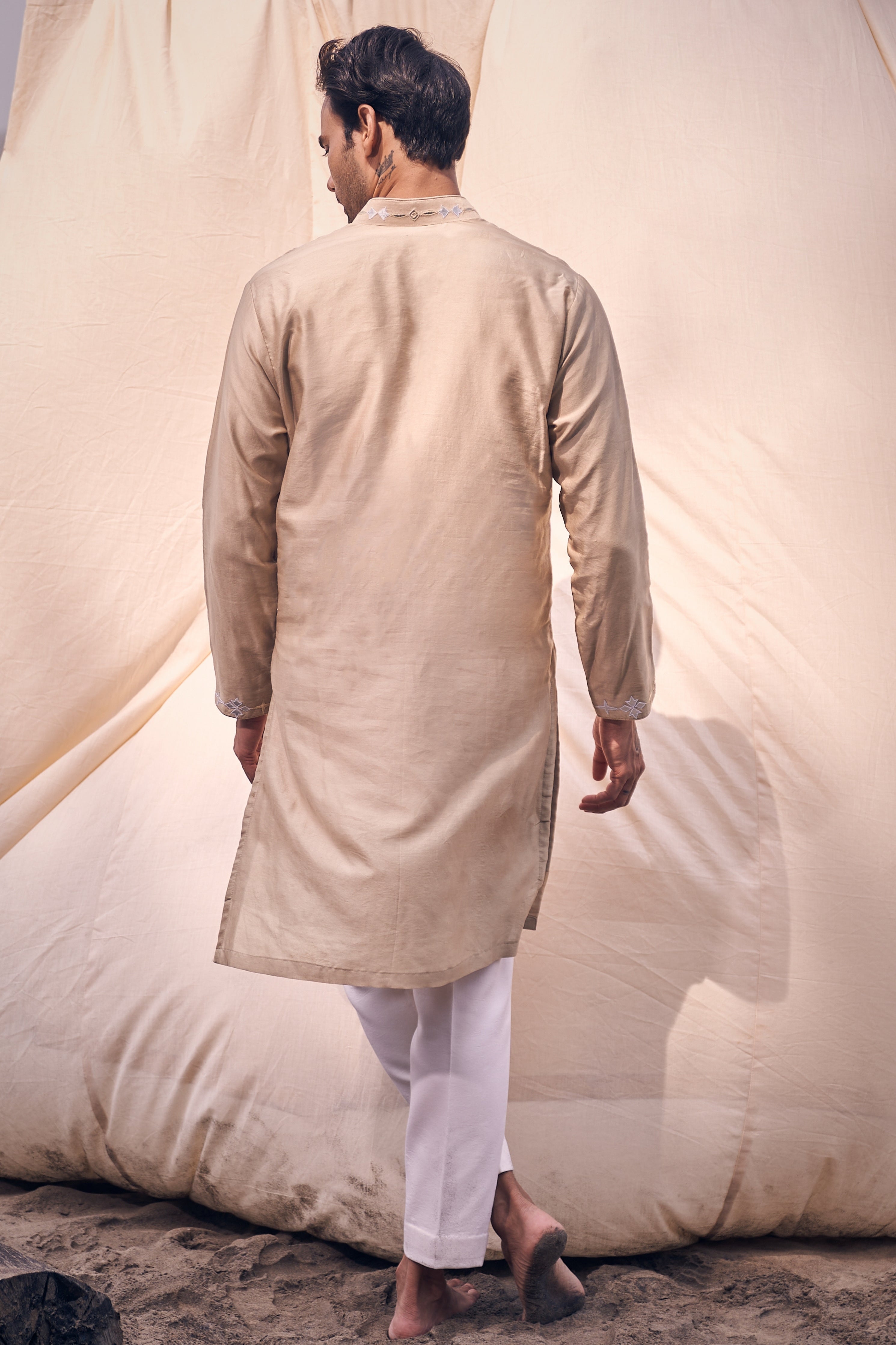 Leather Panel Kurta Set