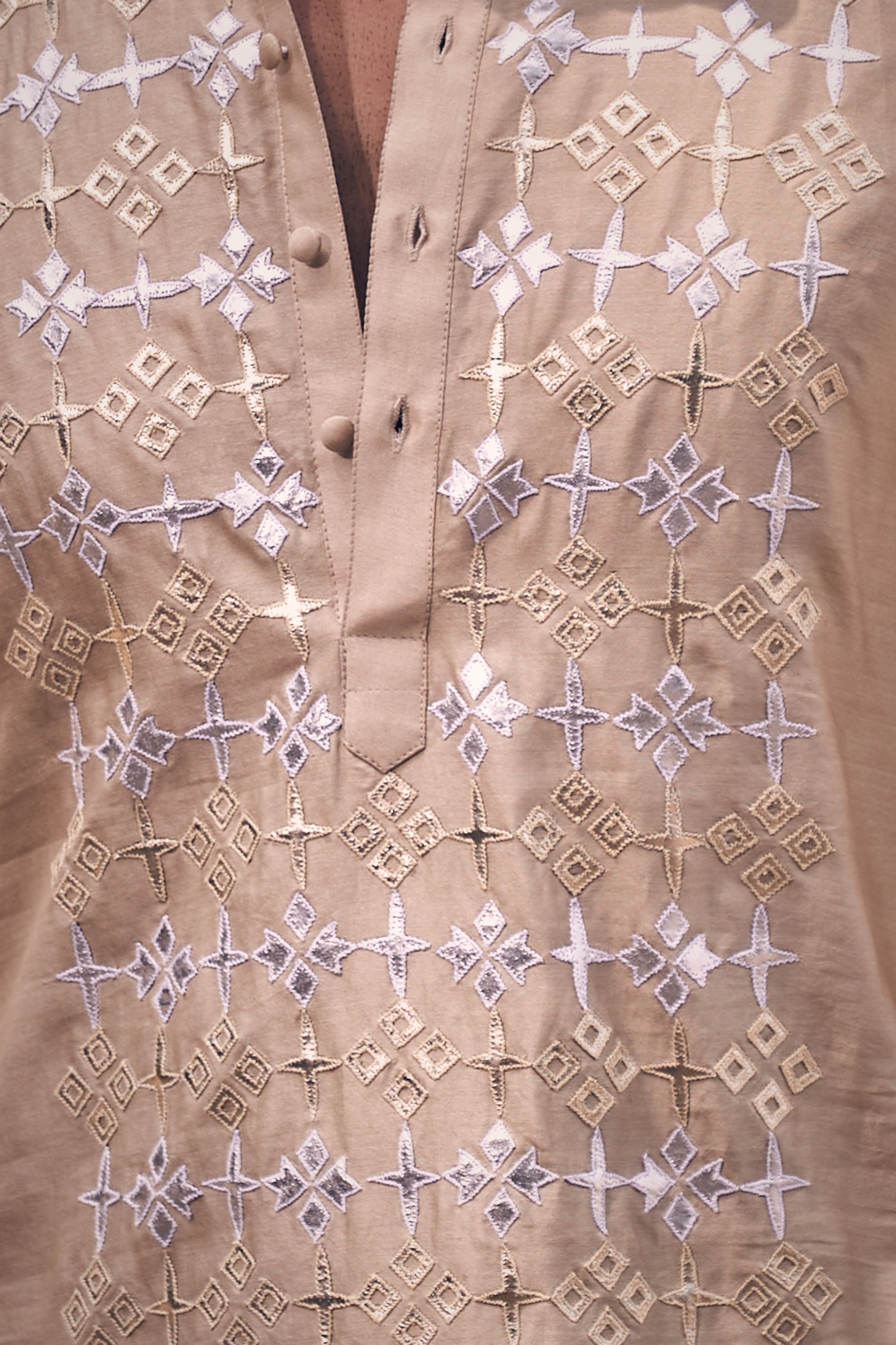 Leather Panel Kurta Set