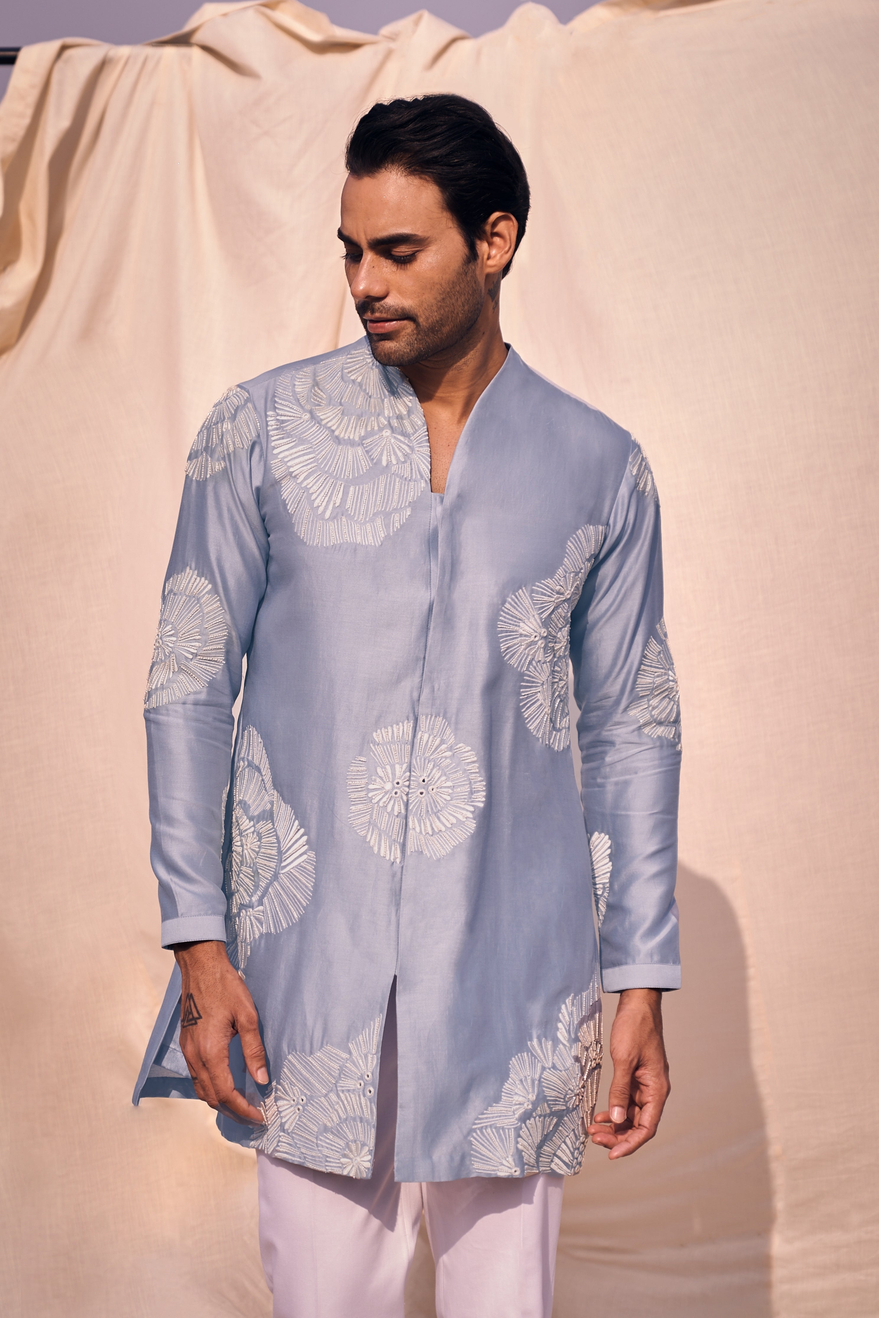 Floral Embroidery Short Kurta