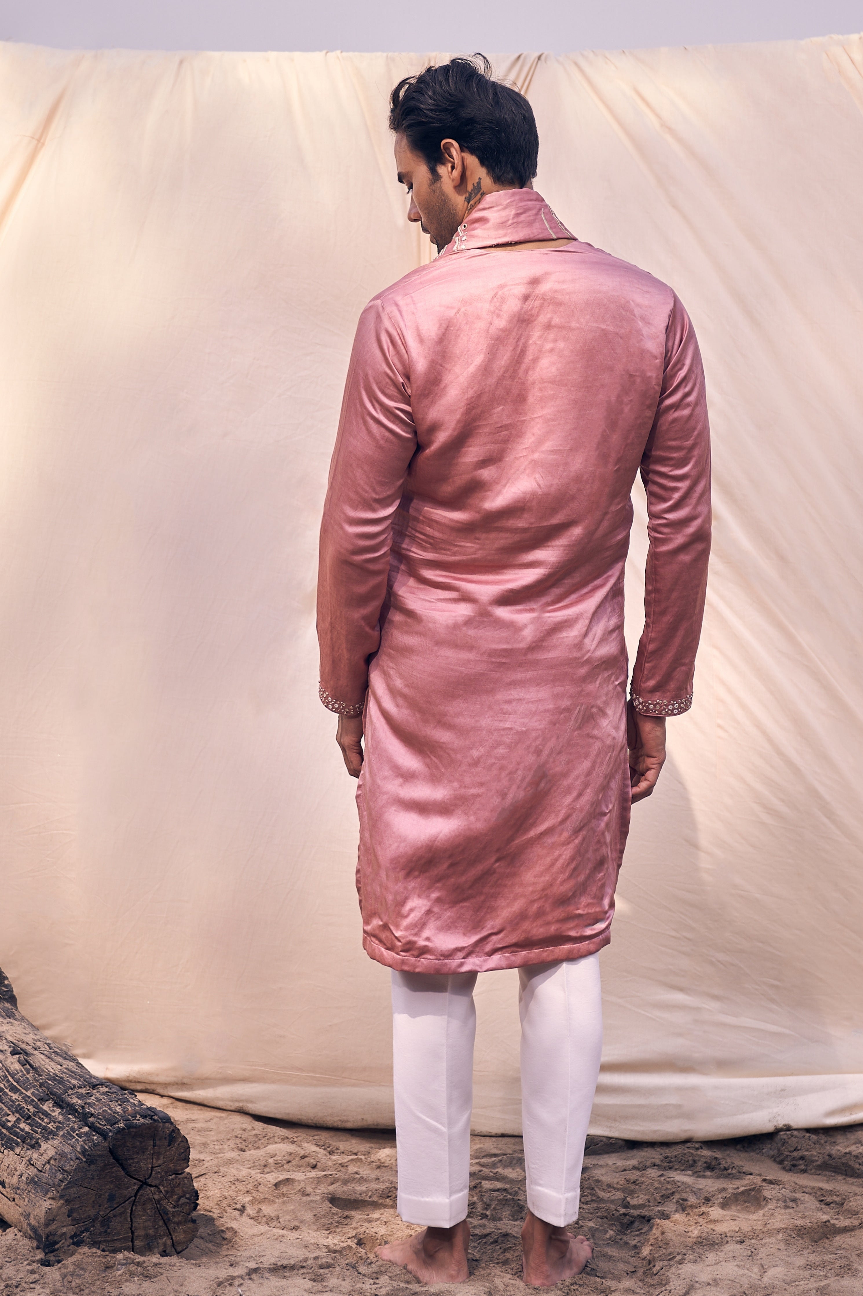 Pink Floral Embroidery Kurta Set