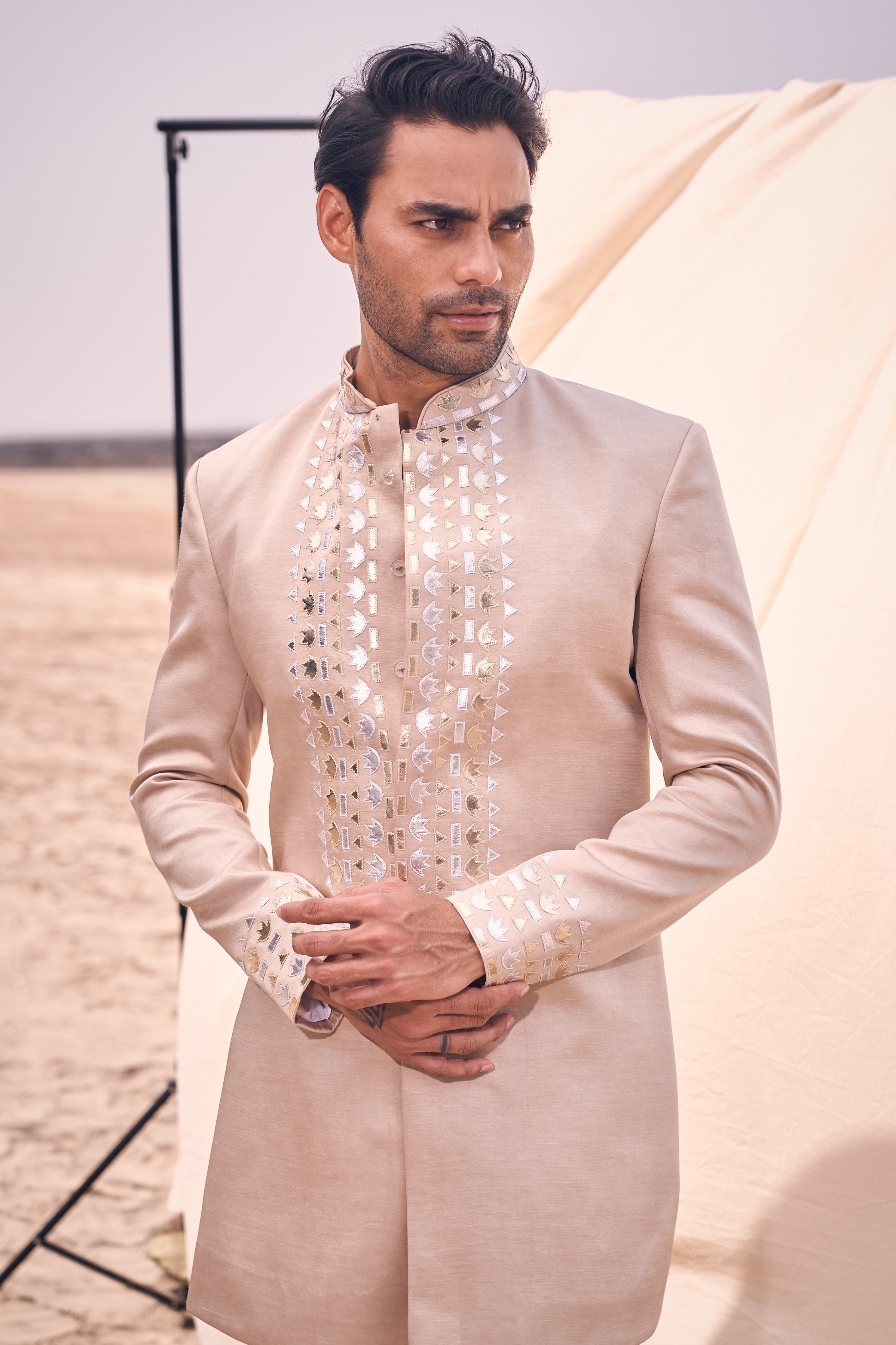 Leather Achkan Set