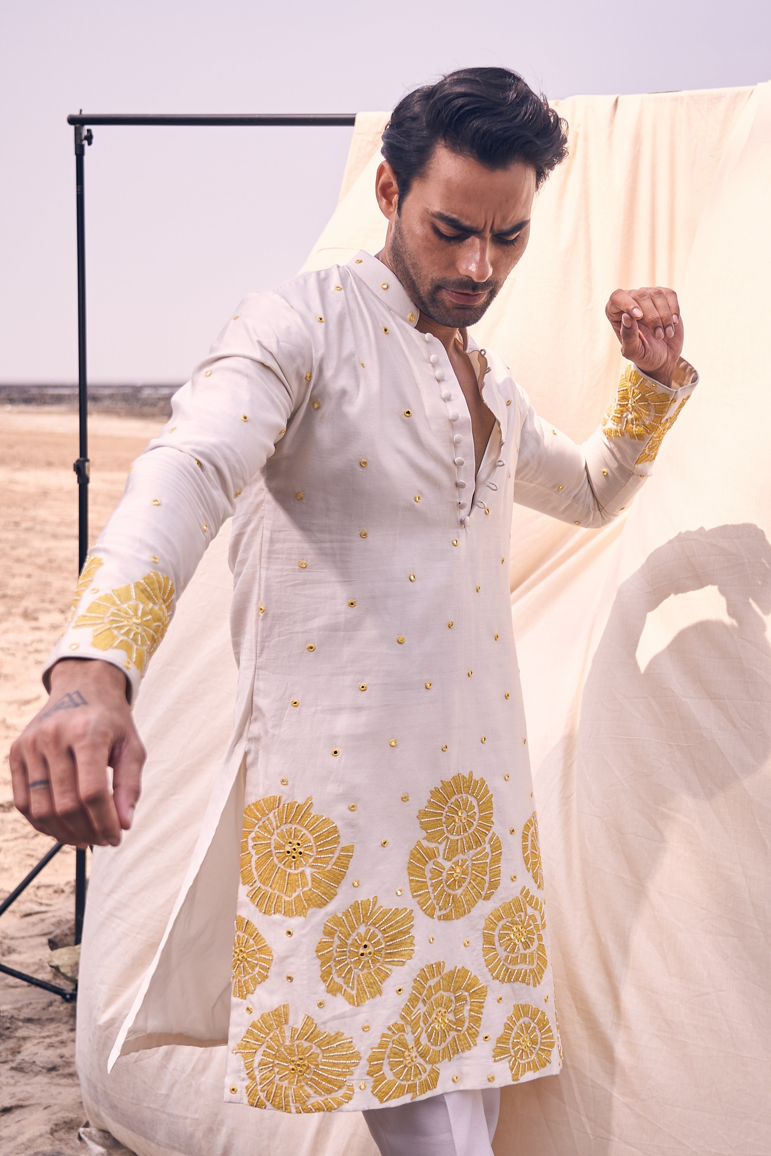 Floral Applique Kurta Set