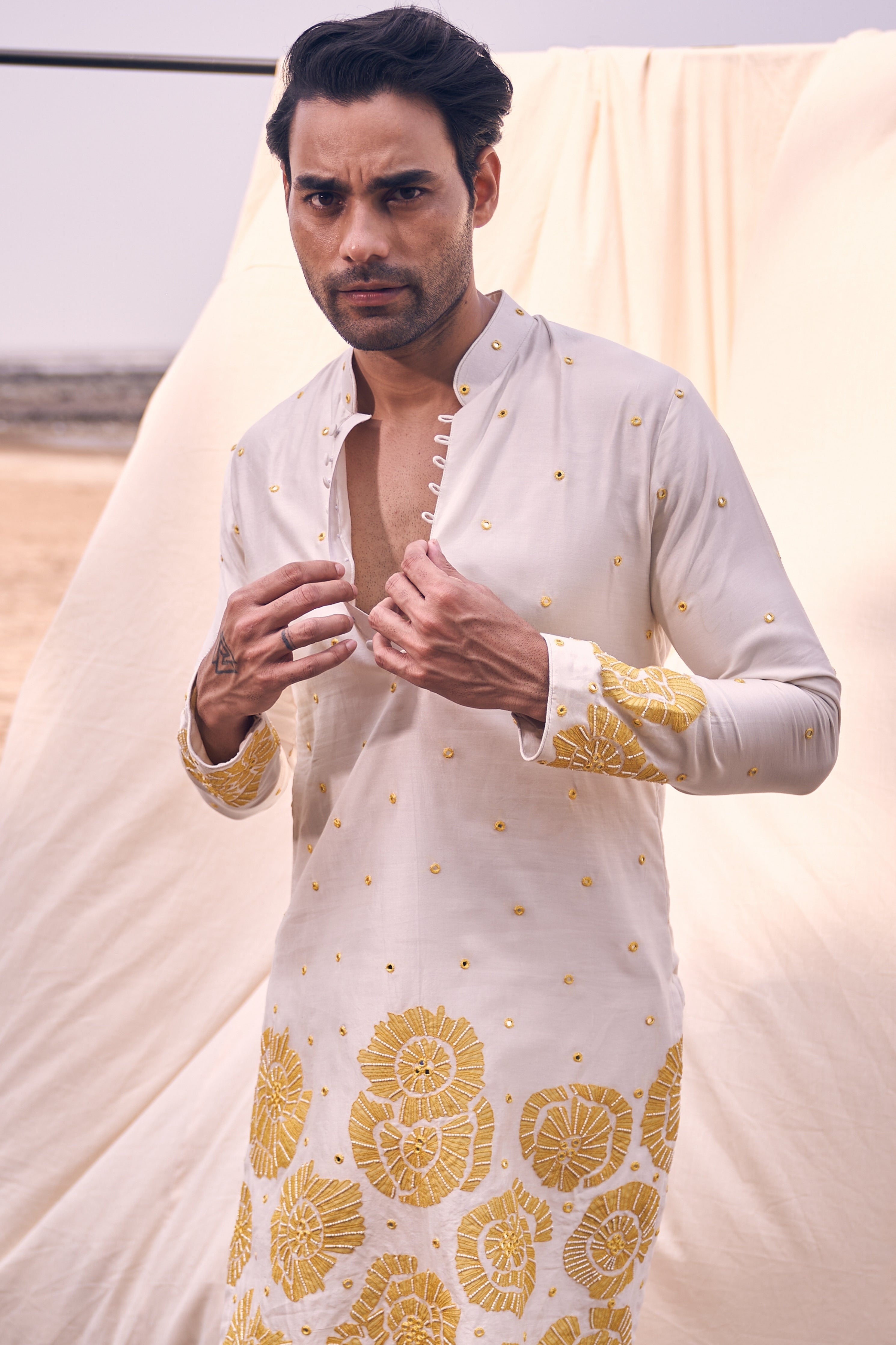 Floral Applique Kurta Set