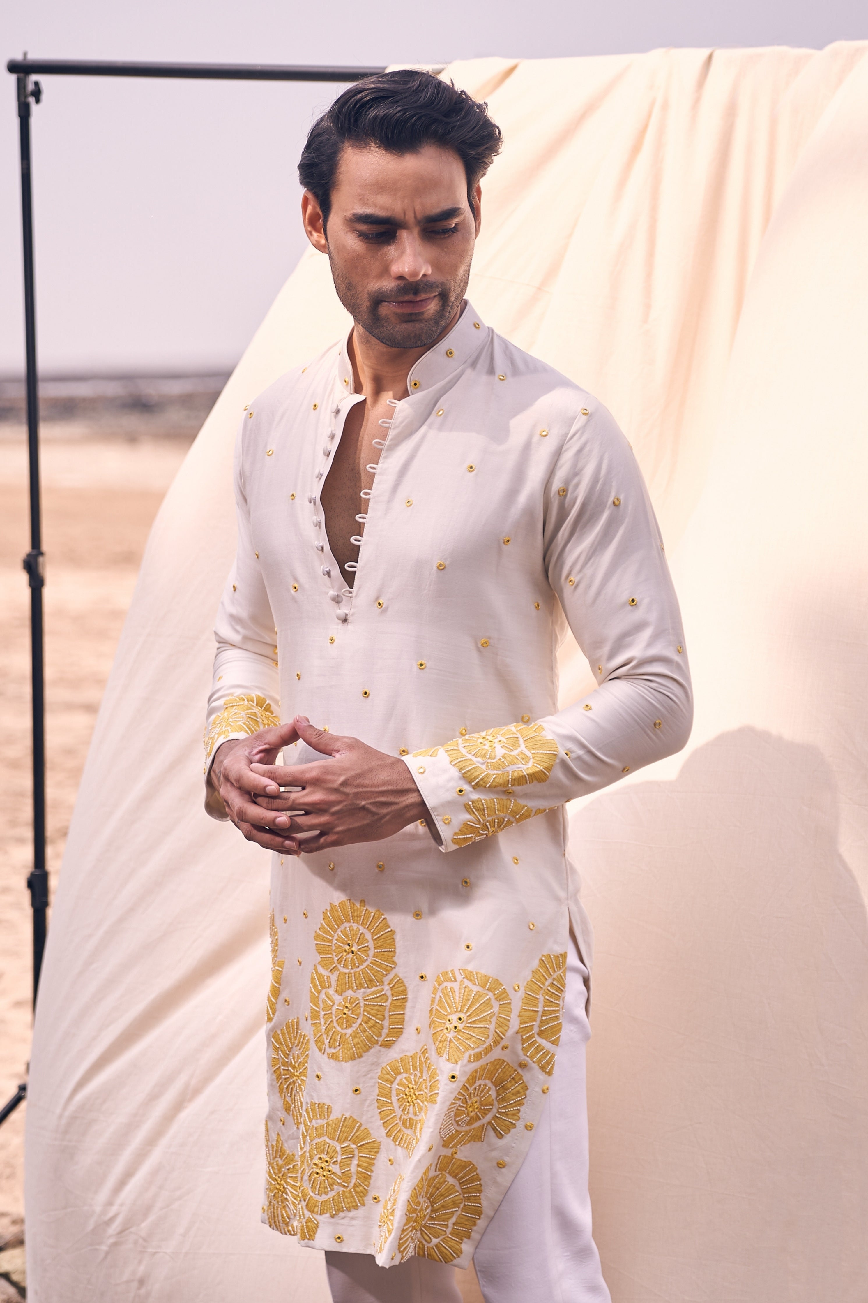 Floral Applique Kurta Set