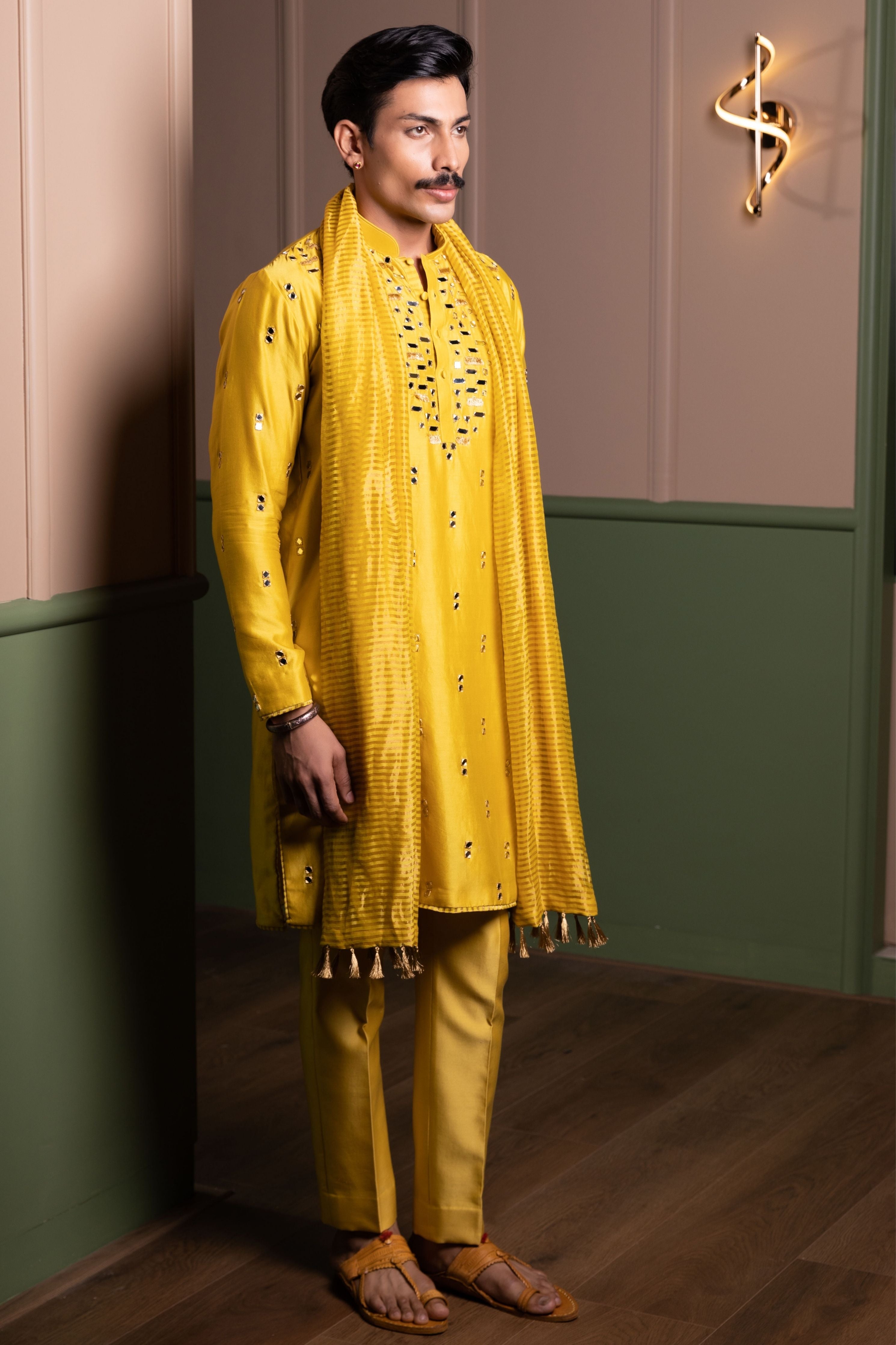 Mirror Drop Kurta with Stole Set