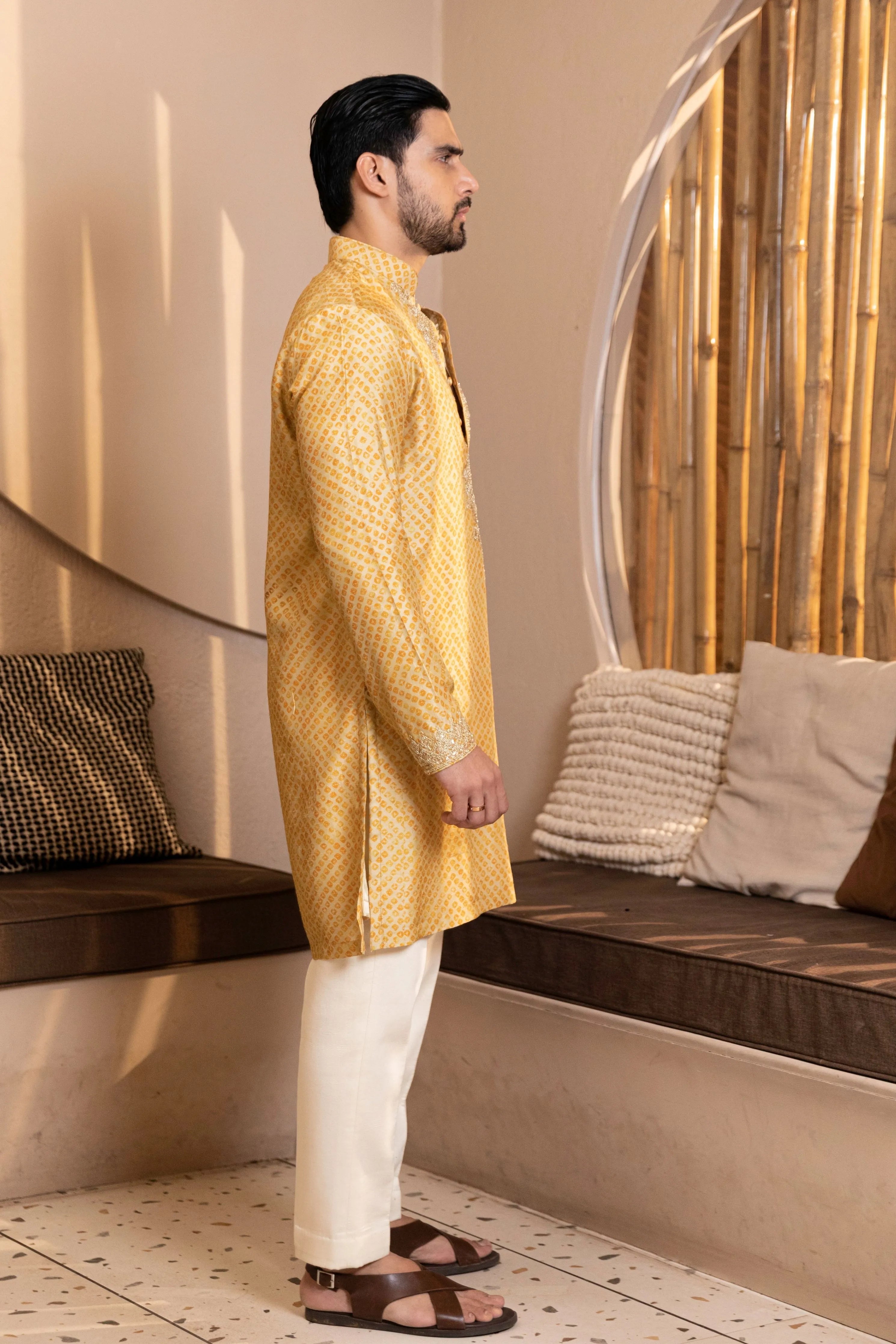 Bandhani Print Kurta with Work Set