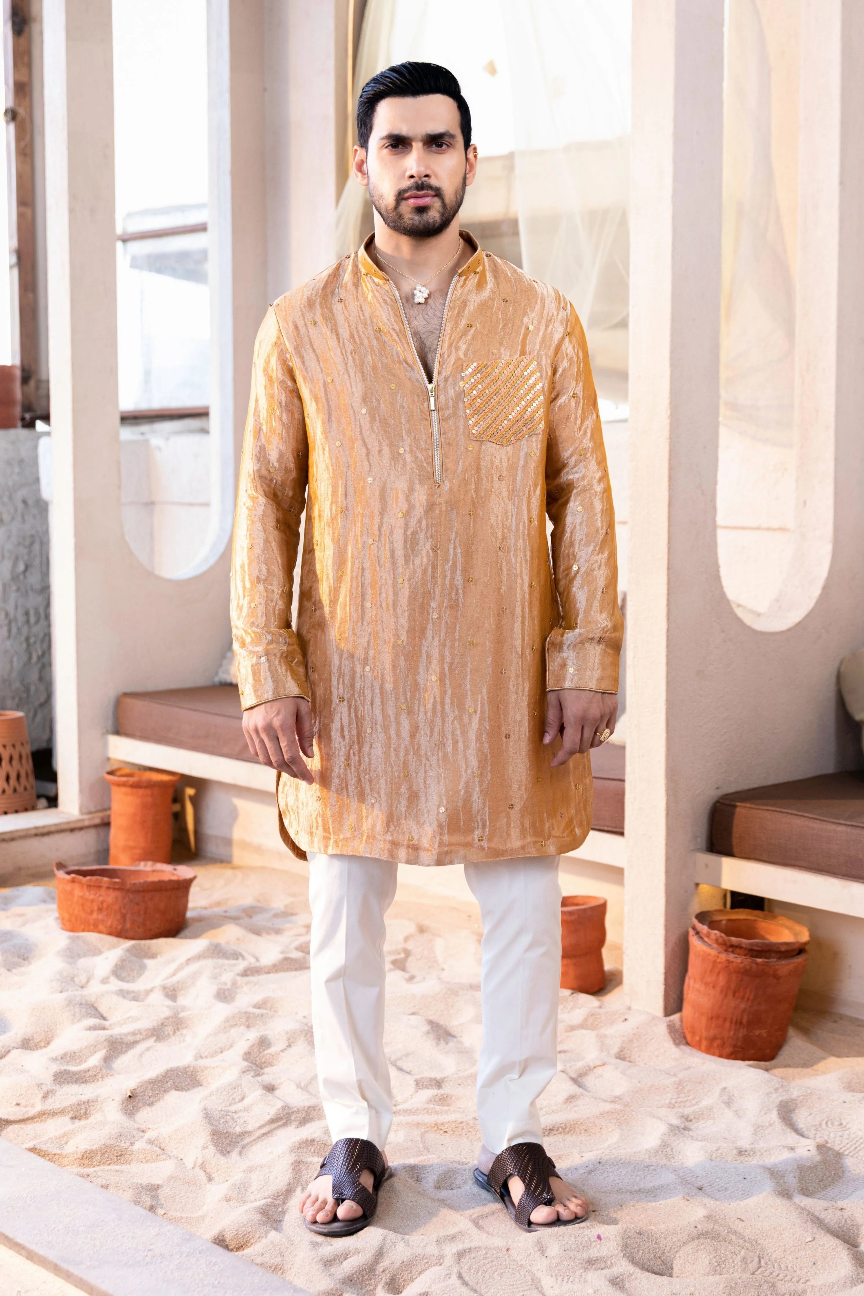 Tissue Pocket Kurta Set