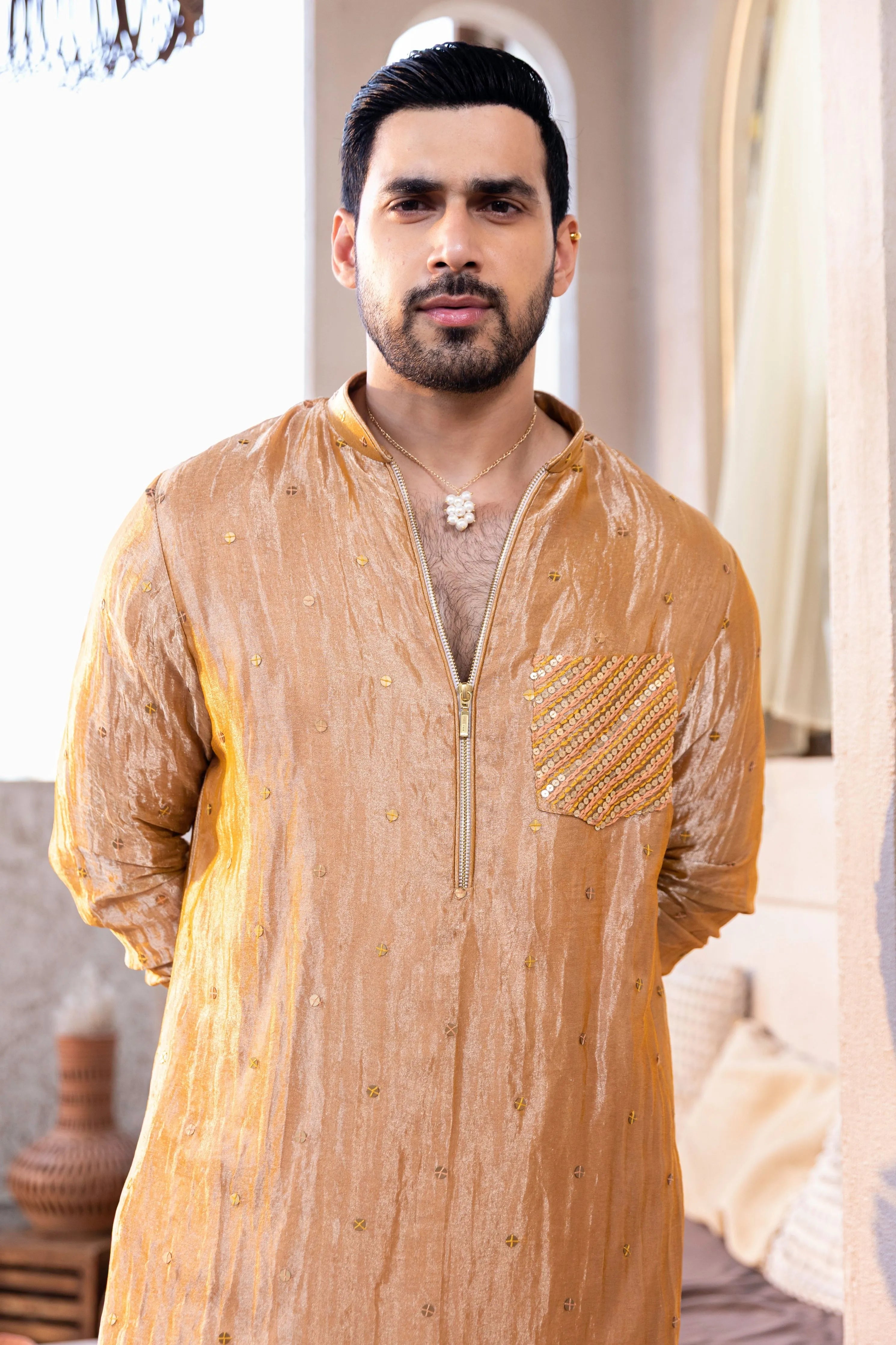 Tissue Pocket Kurta Set