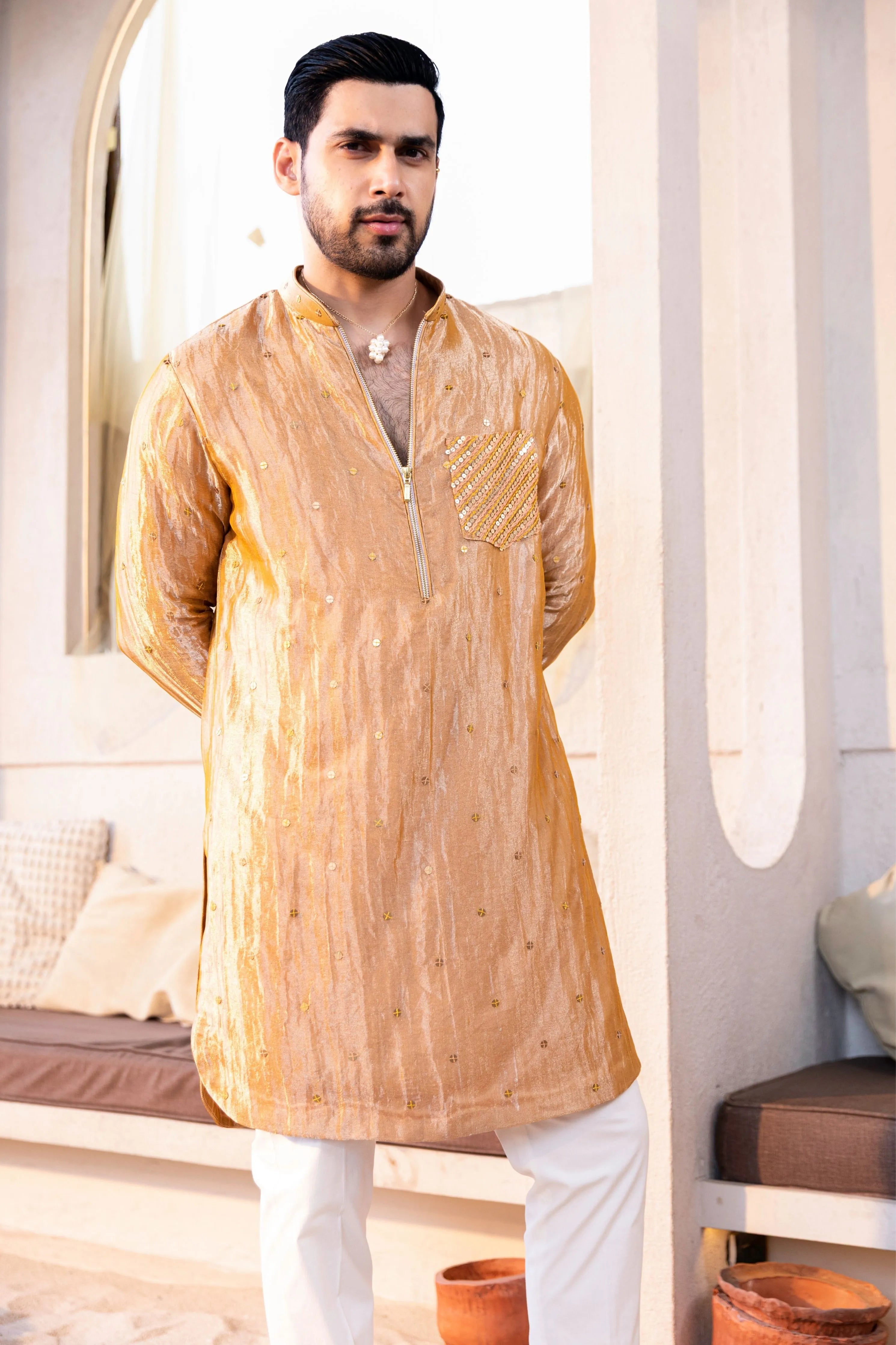 Tissue Pocket Kurta Set