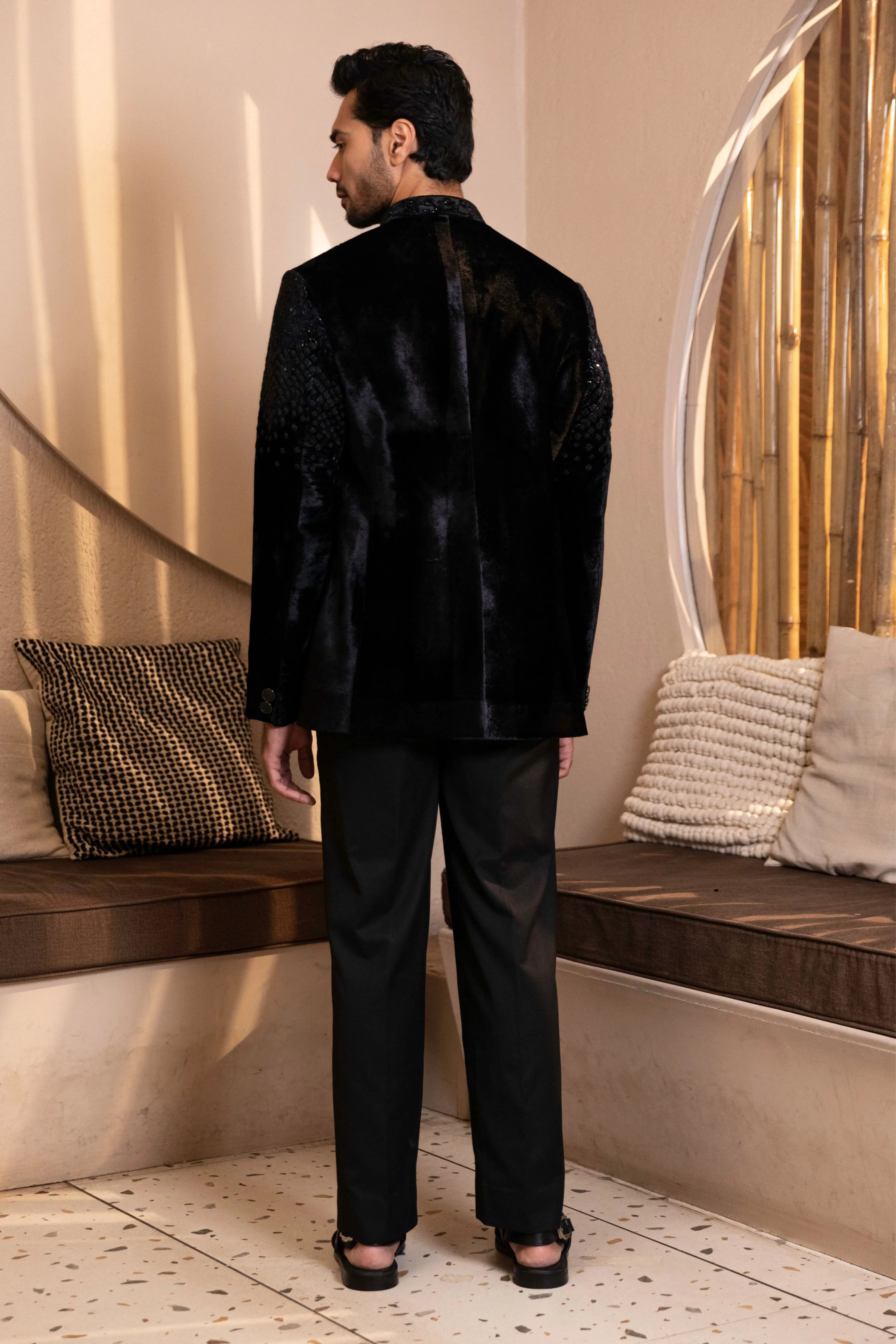 Velvet Bandhgala Set