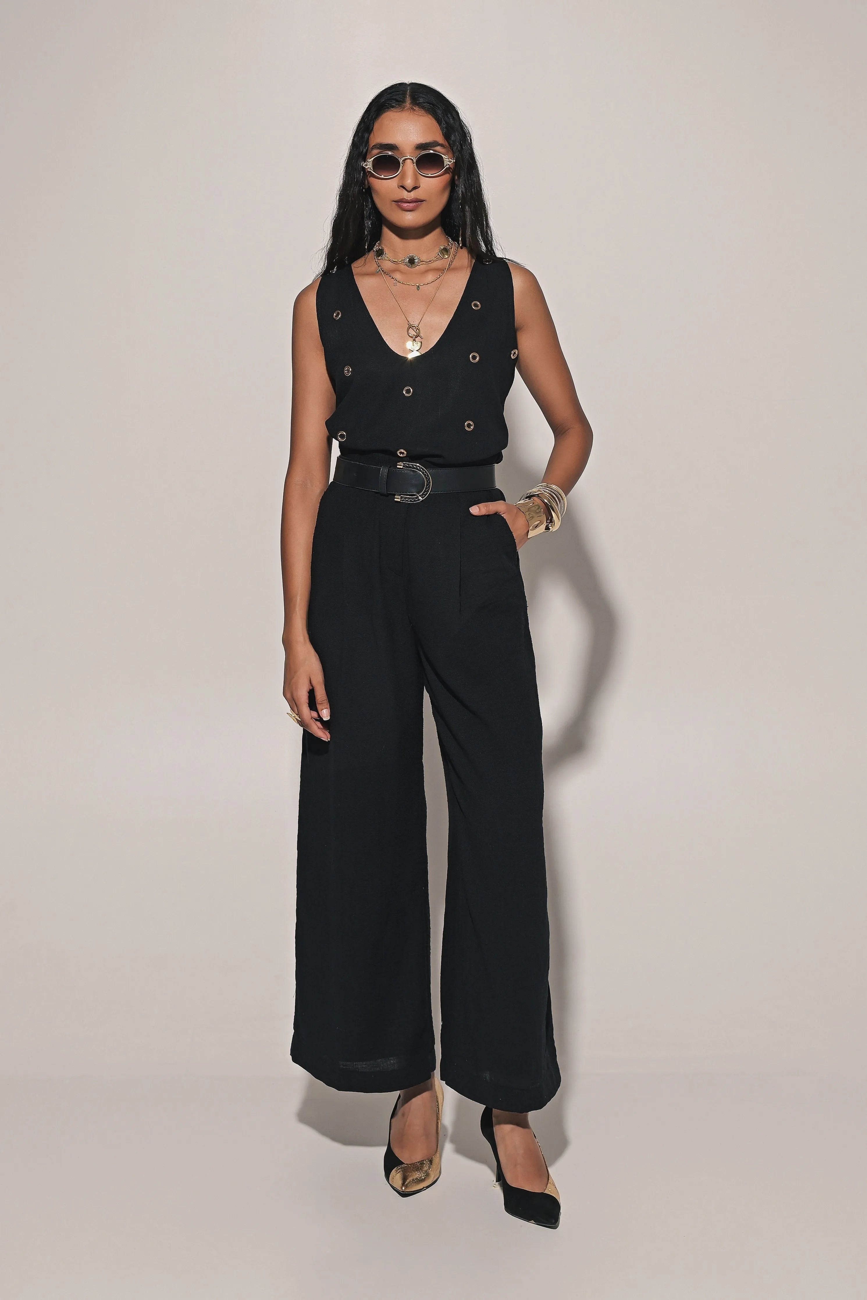 Kage Blouse With Pants And Overcoat