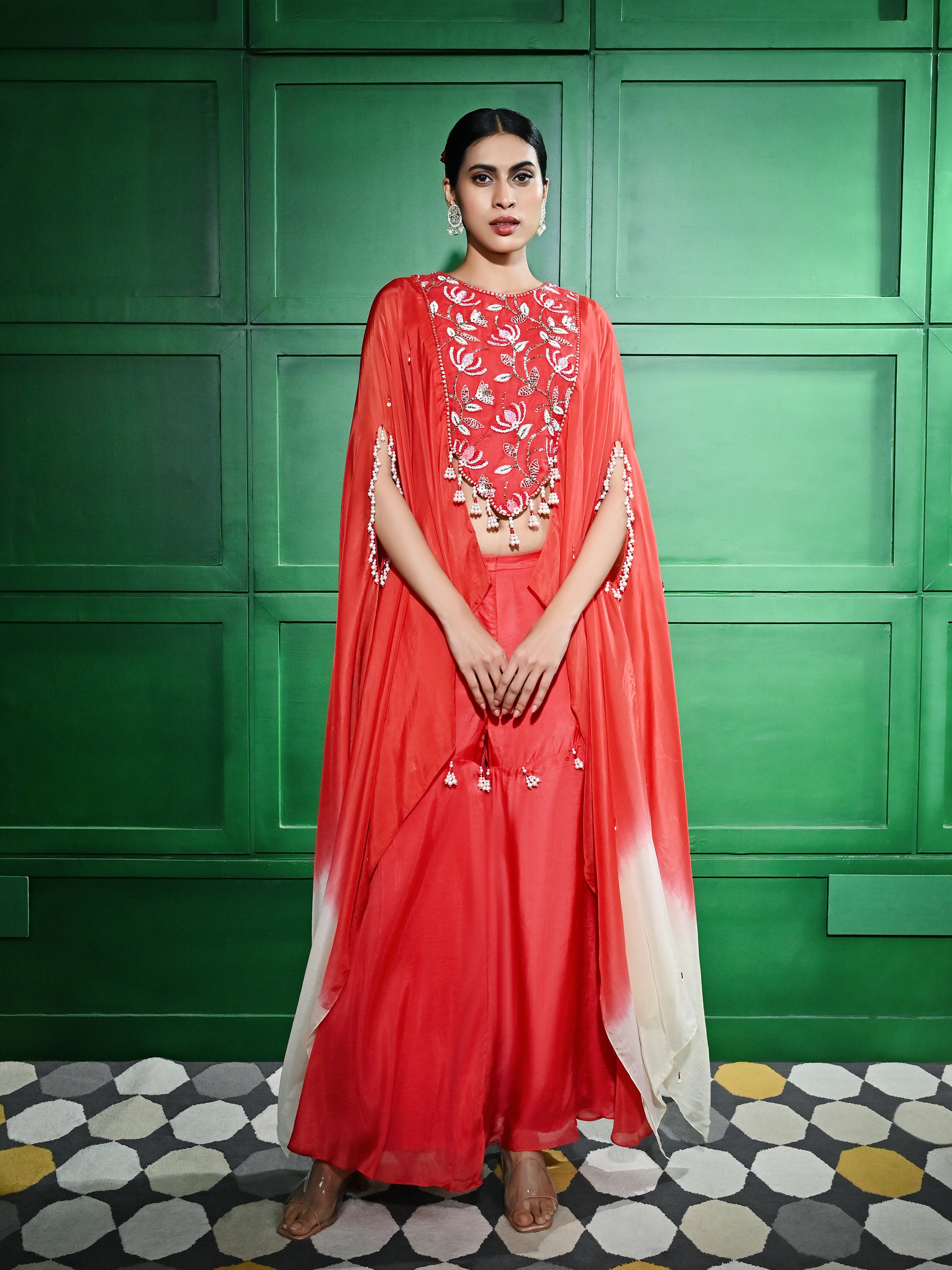 Red Sharara Set