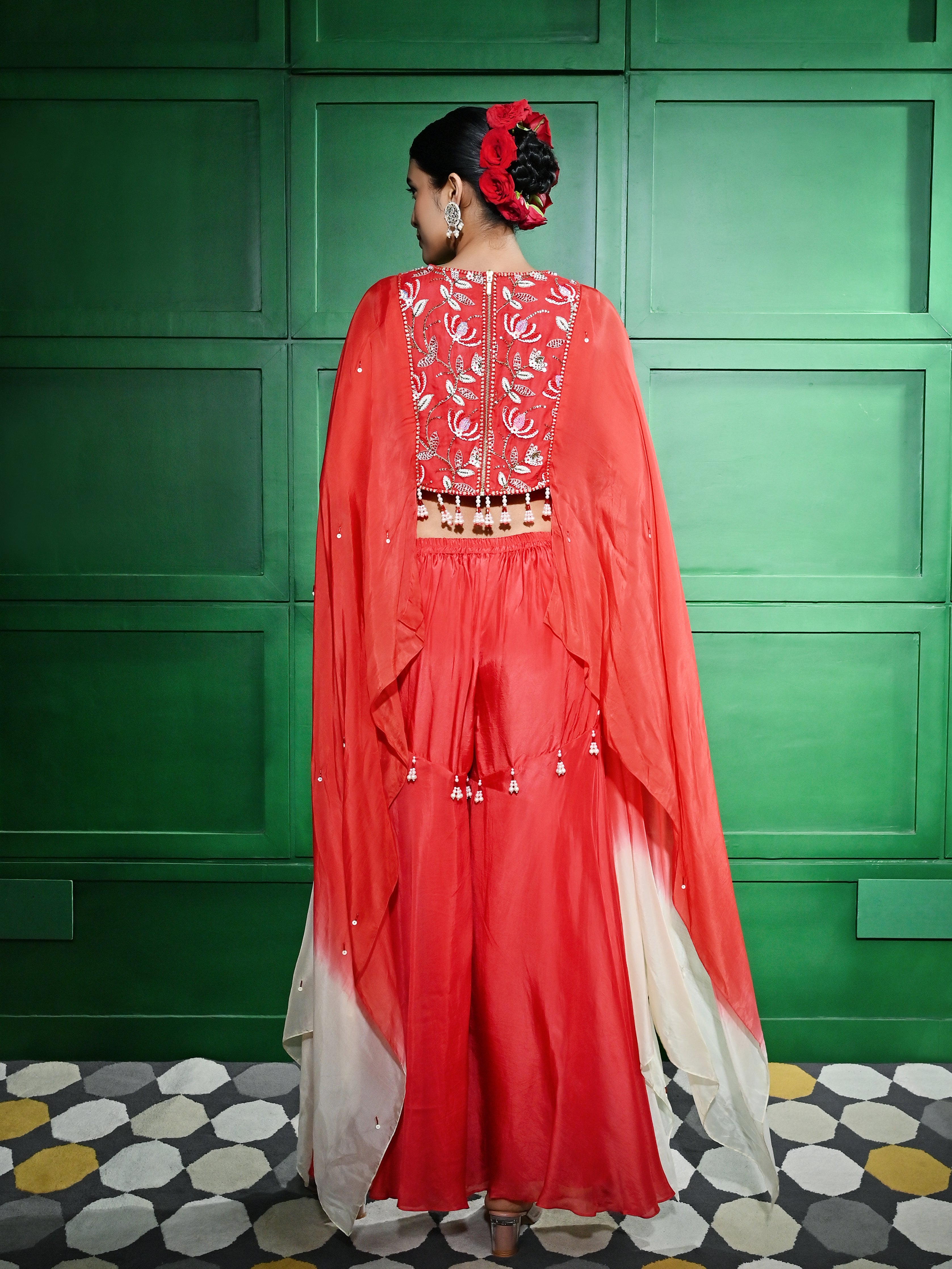 Red Sharara Set
